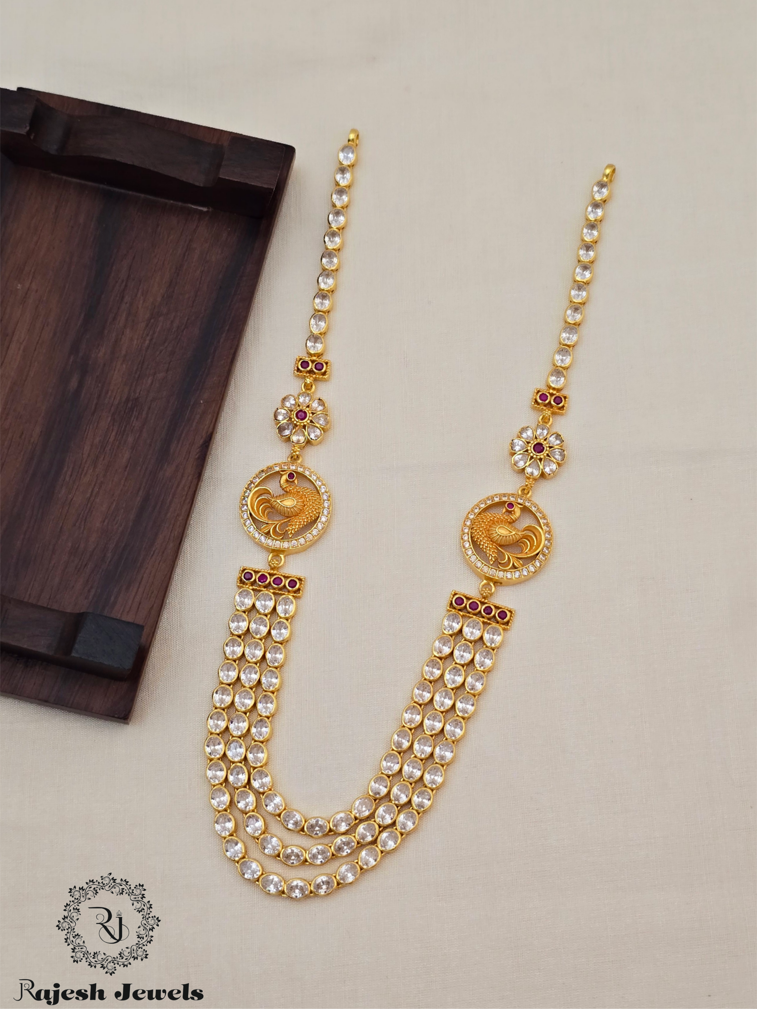 Classy Cz Silver Gold Plated Neckpiece