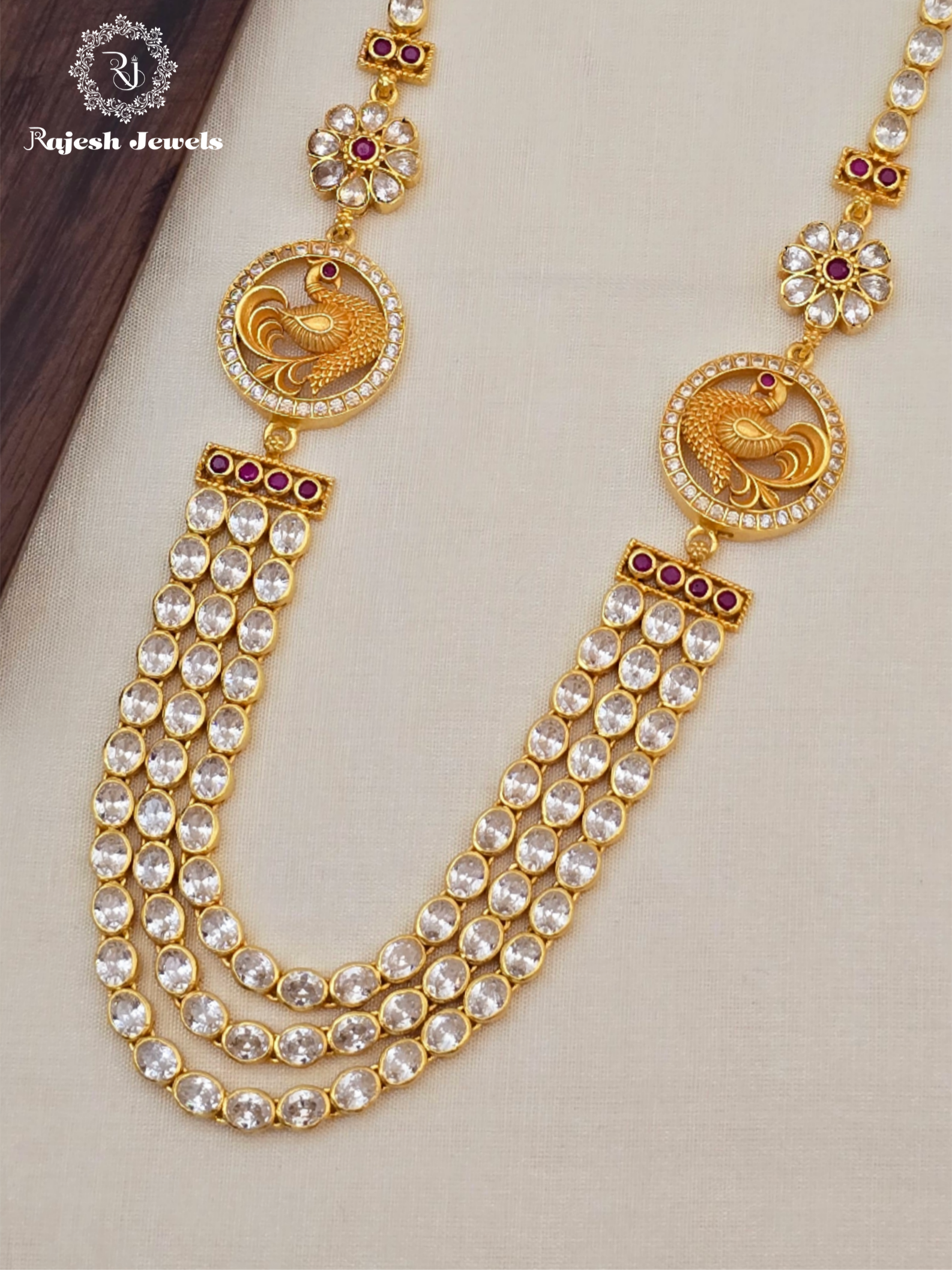 Classy Cz Silver Gold Plated Neckpiece