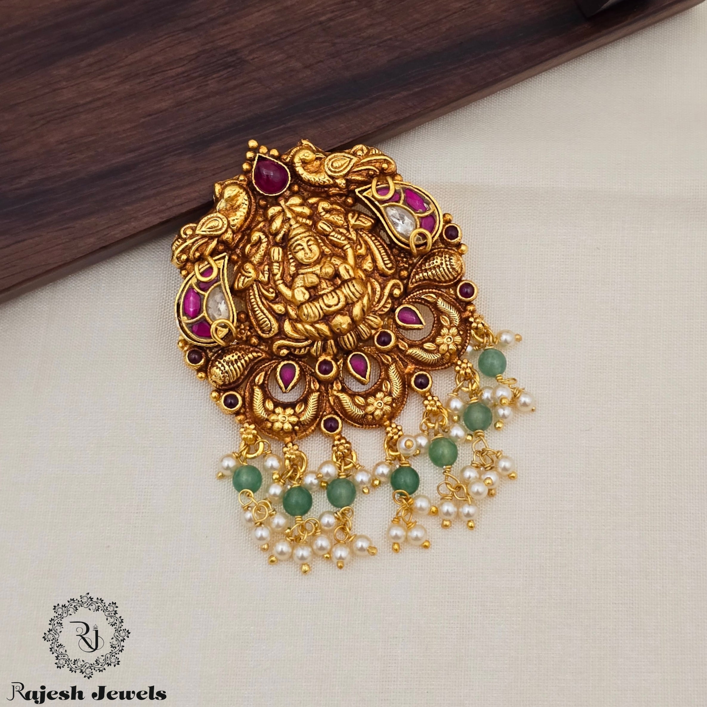 Fabulous Green Beads Gold Plated Pendant