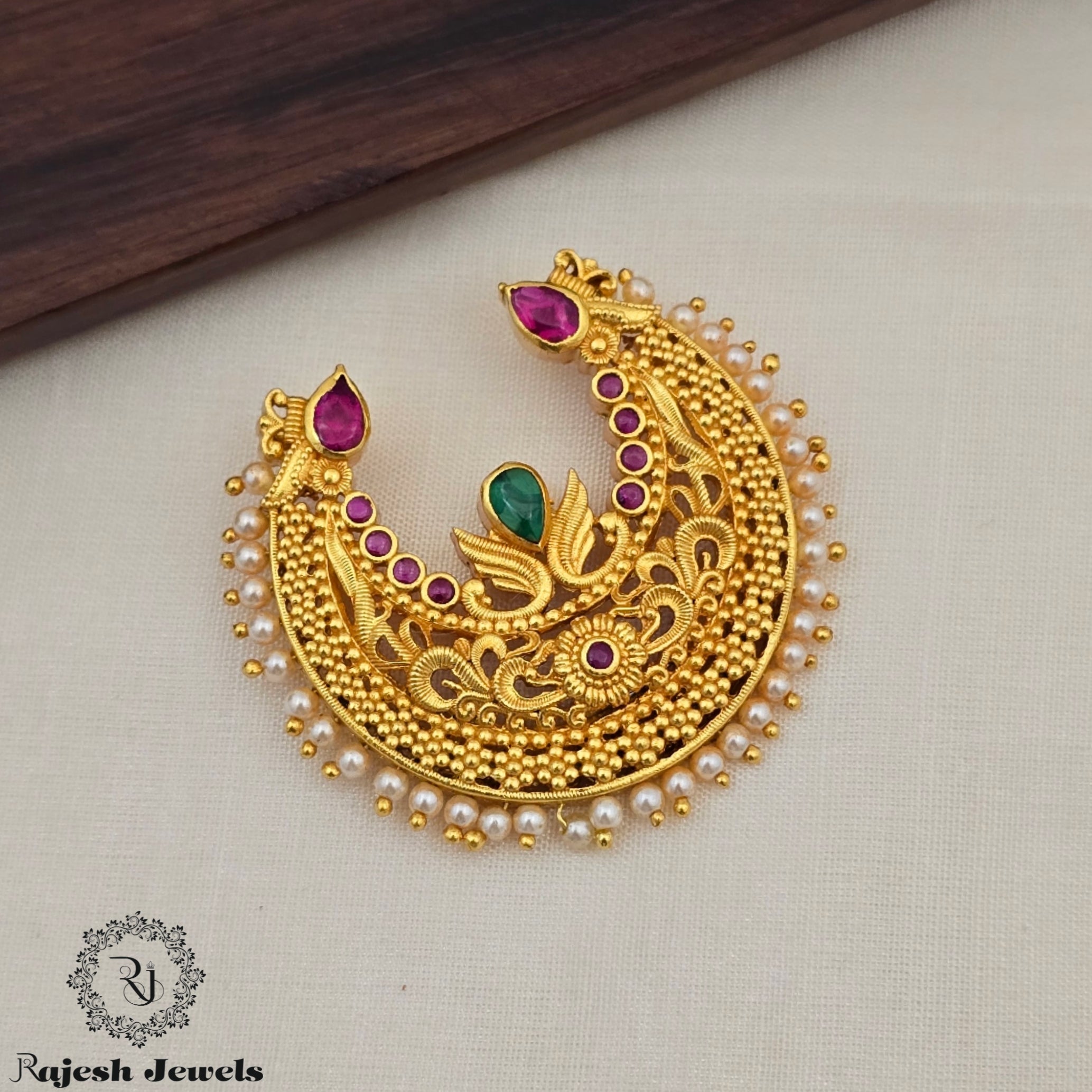 Cresent Shaped Silver Gold Plated Pendant