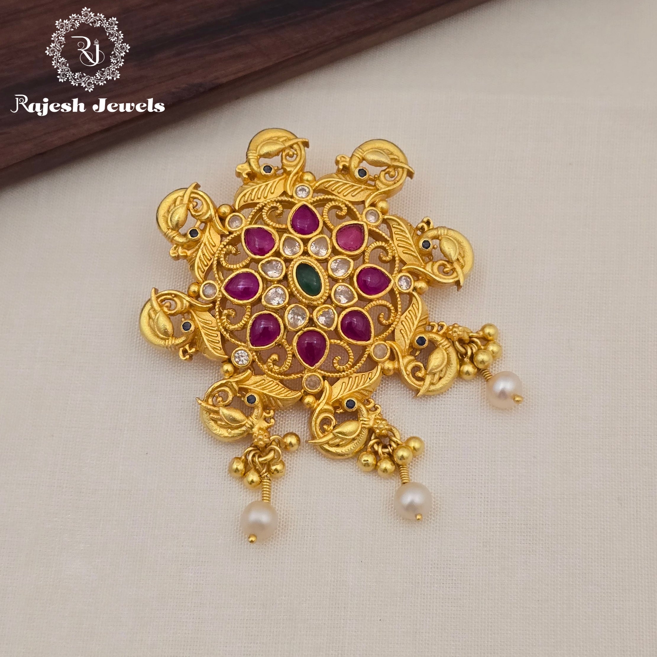 Graceful Nakshi Silver Gold Plated Pendant