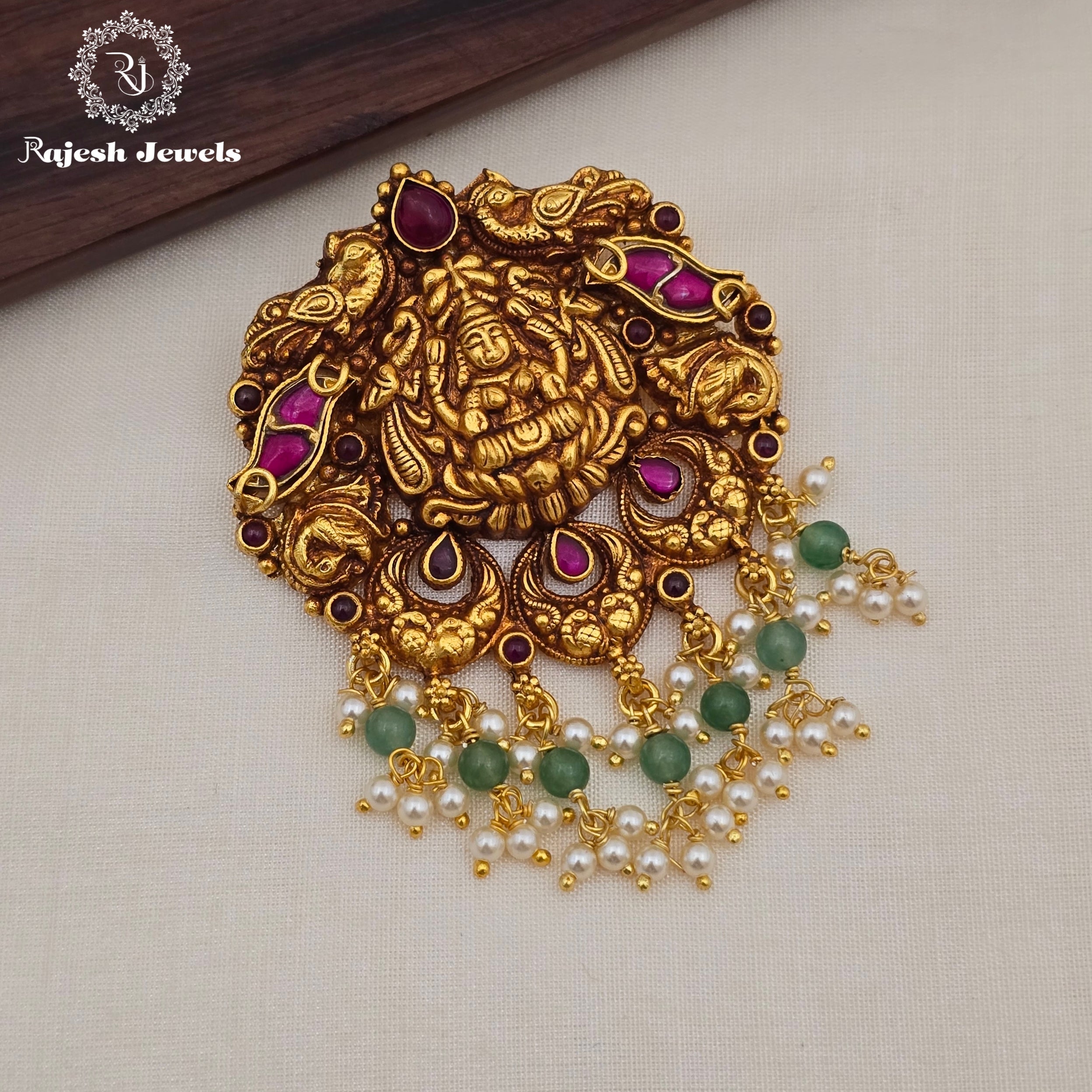 Antique Finish Lakshmi Silver Gold Plated Pendant