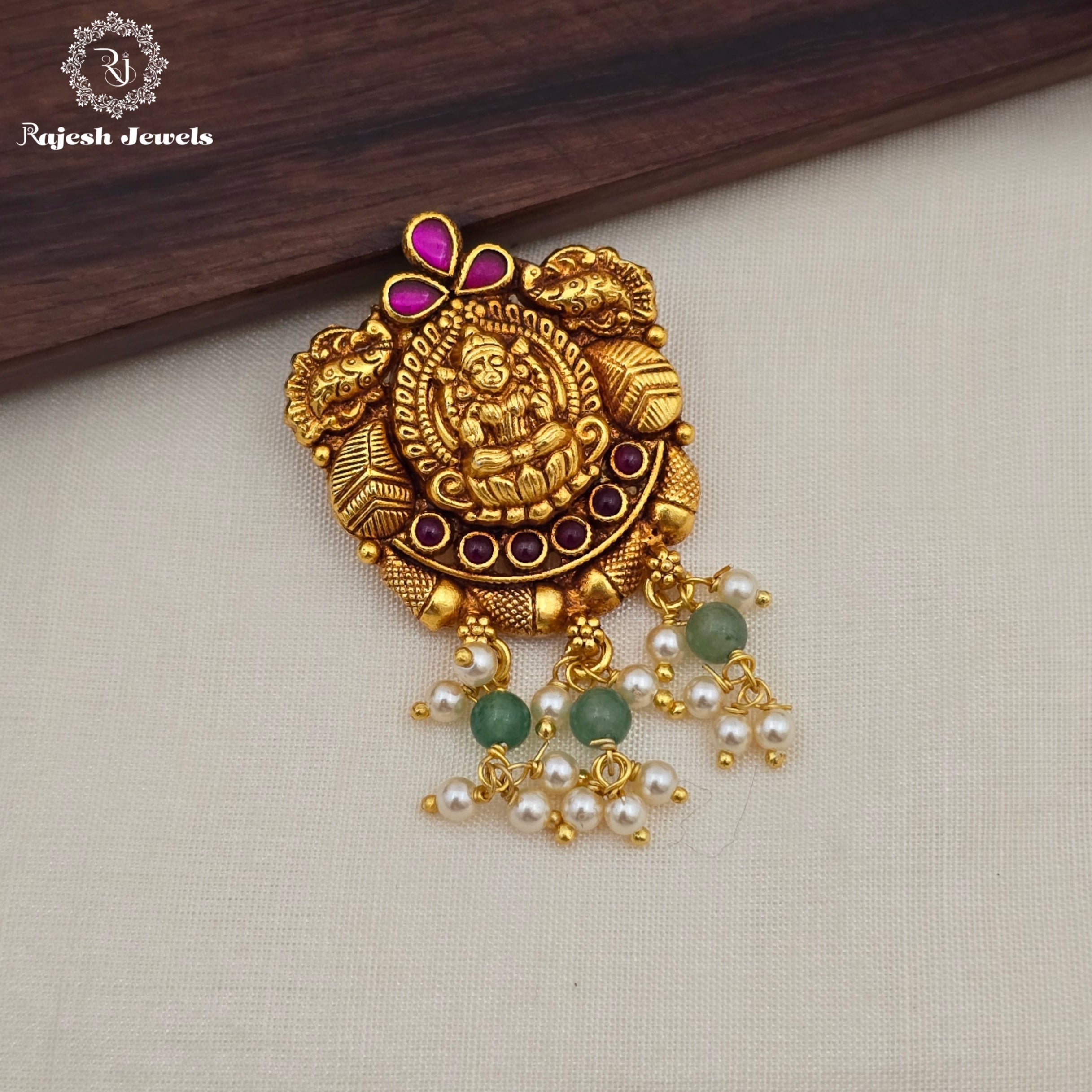 Antique Lakshmi Silver Gold Plated Pendant