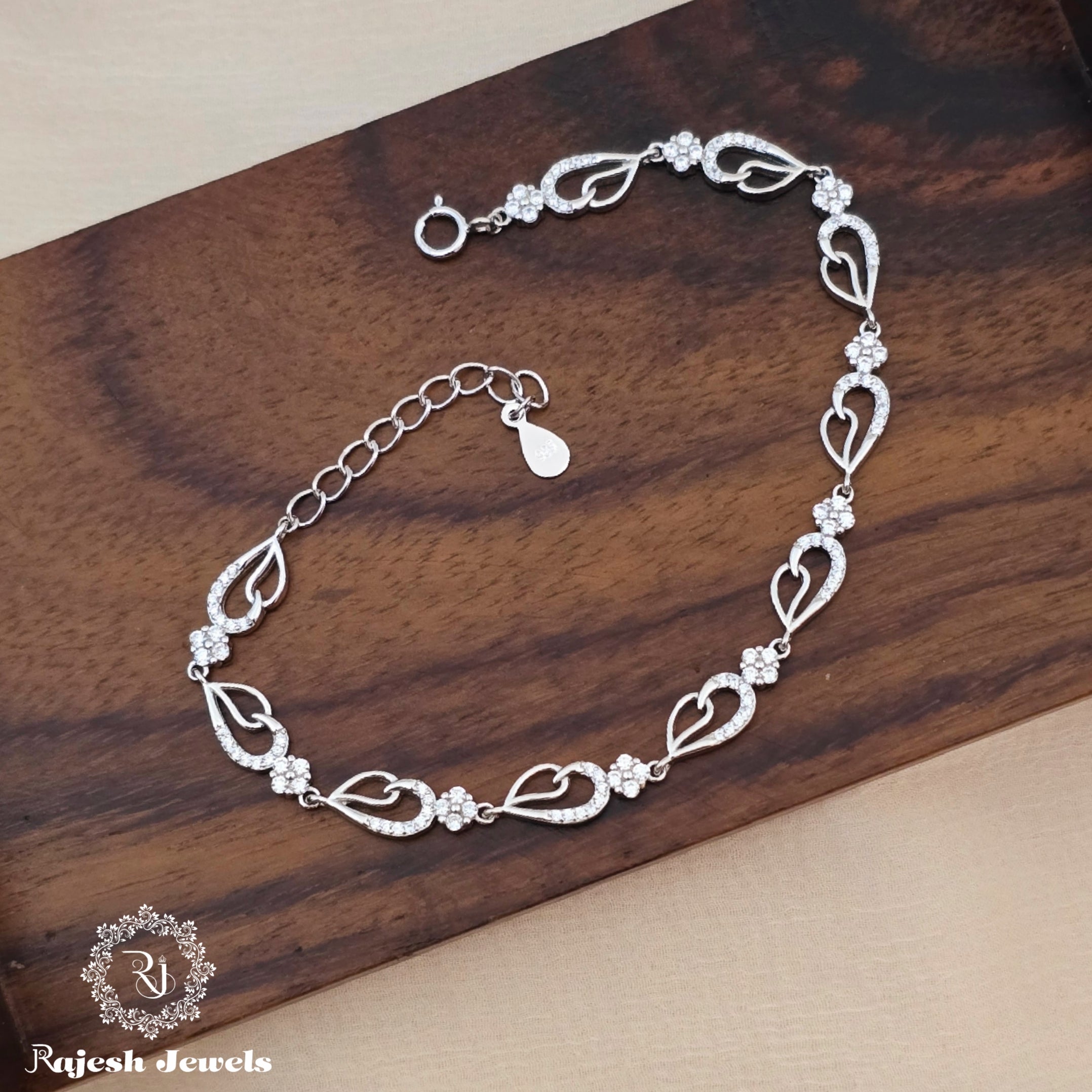 Classy Rhodium Finish Cz Bracelet