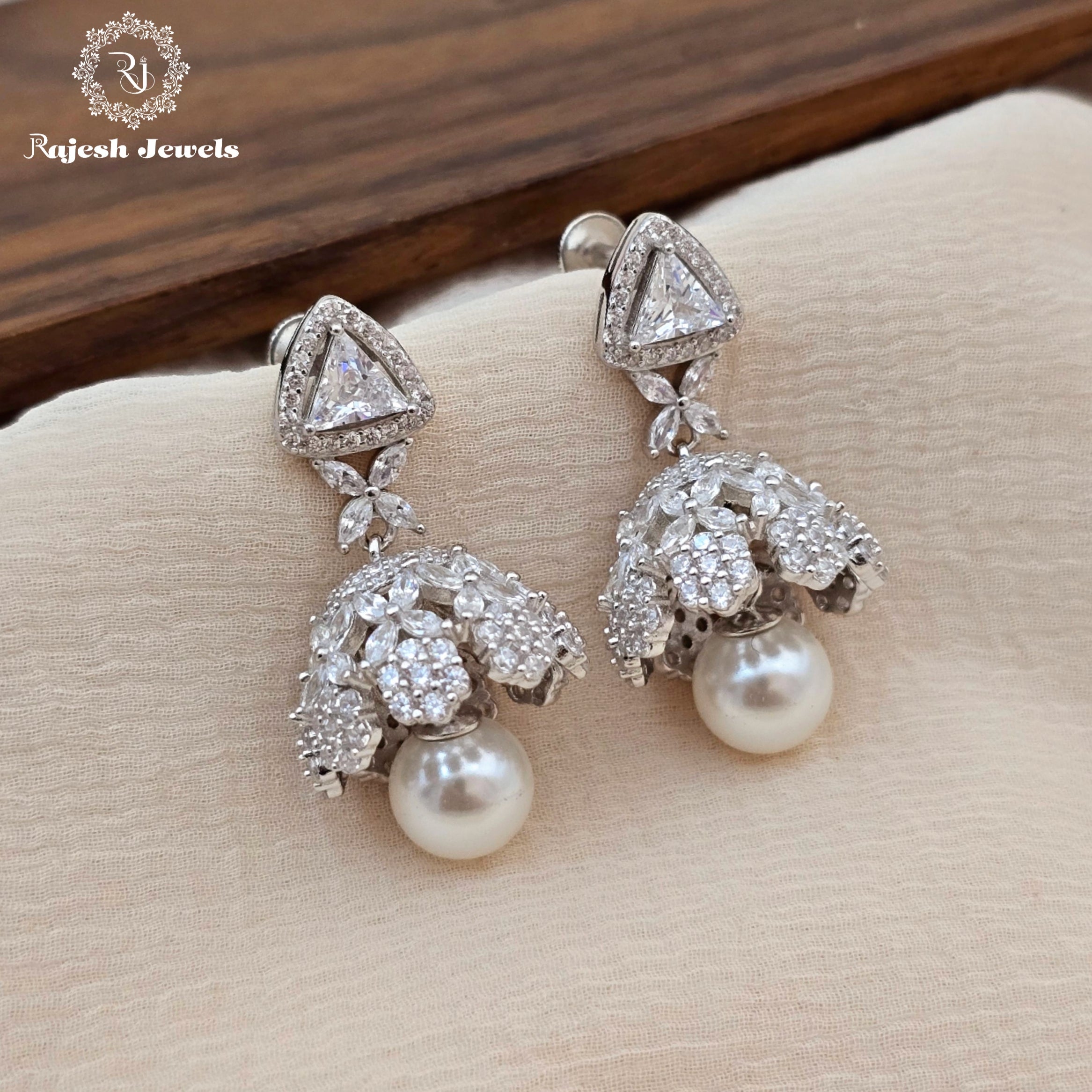 Stunning Triangular Cz Jumka Earrings