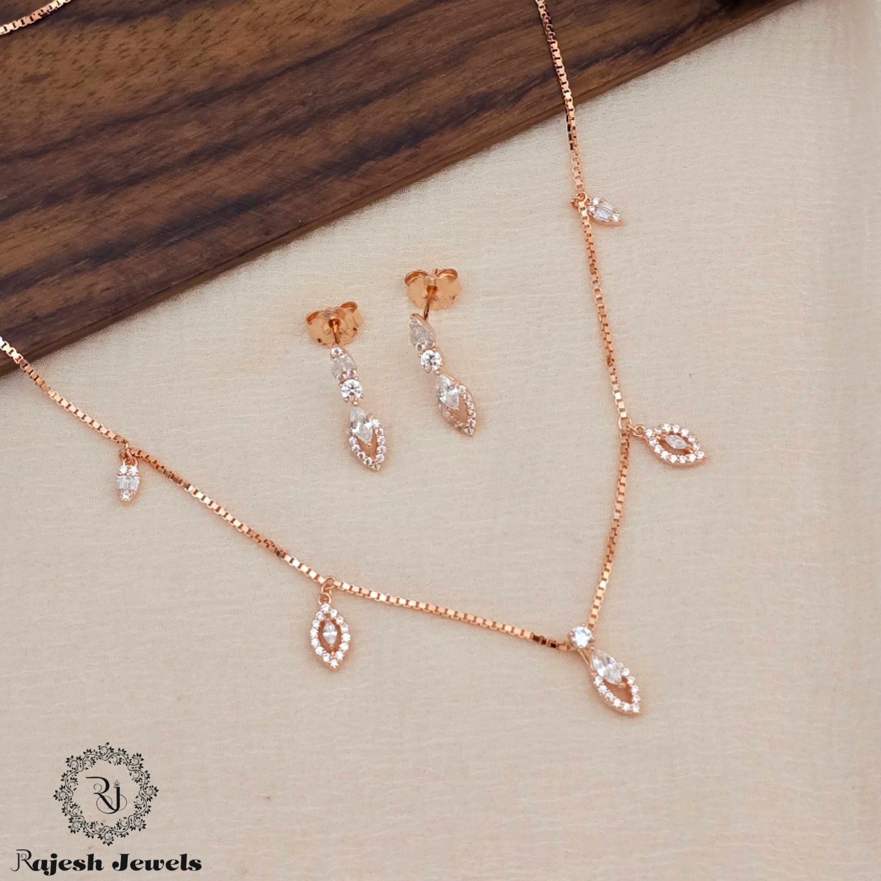 Alluring Cz Droplet Necklace With Earrings