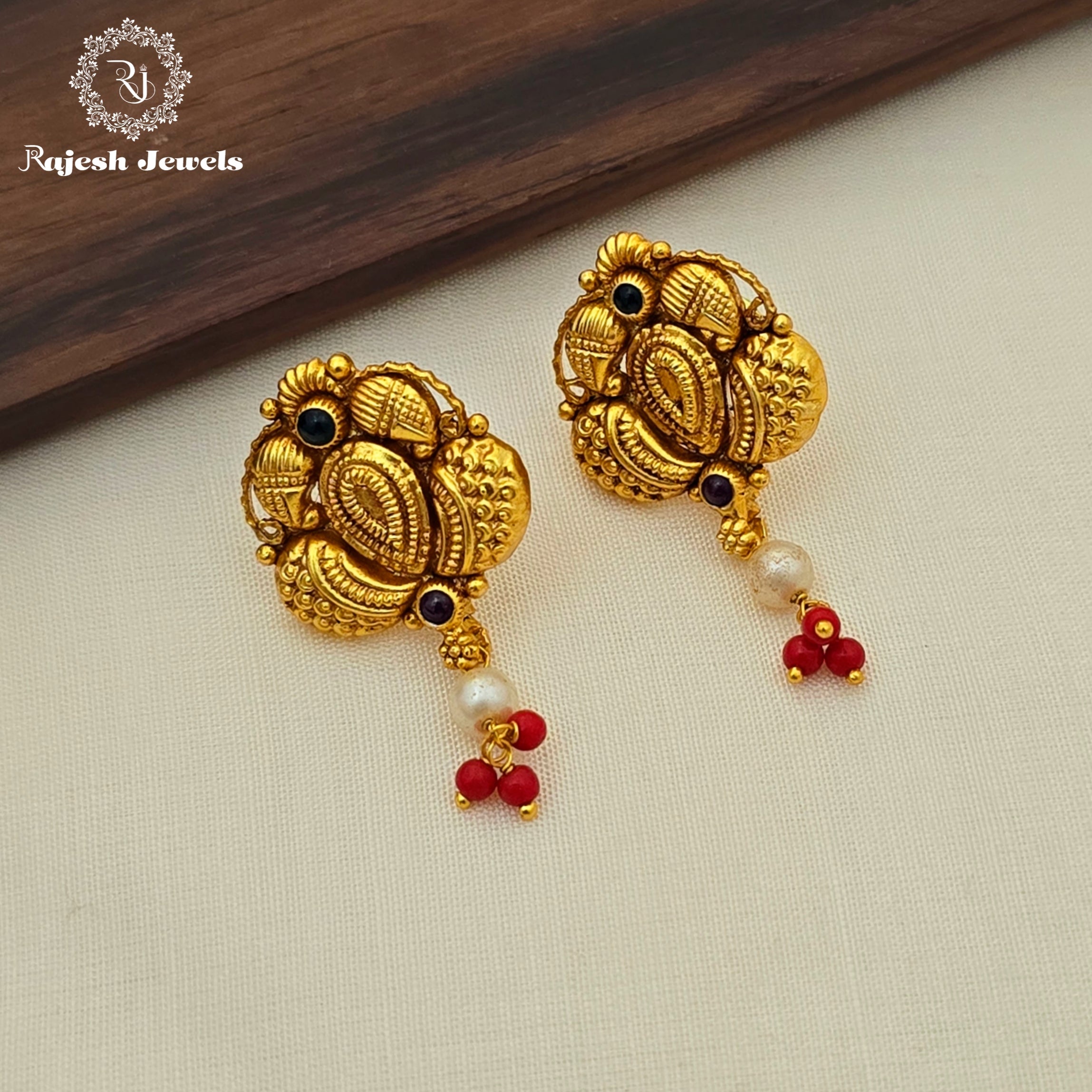 Radiant Coral Drop Stud Earrings