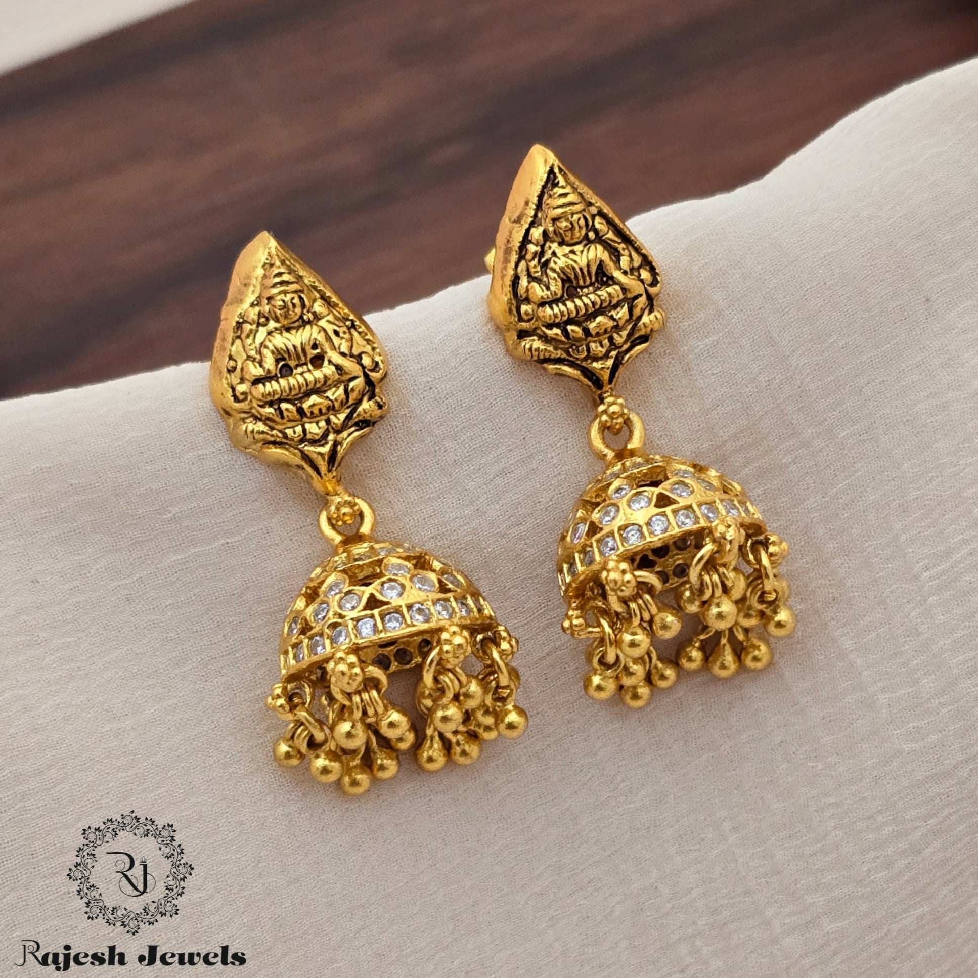 Attractive Gold Plated Silver Jumka Earrings