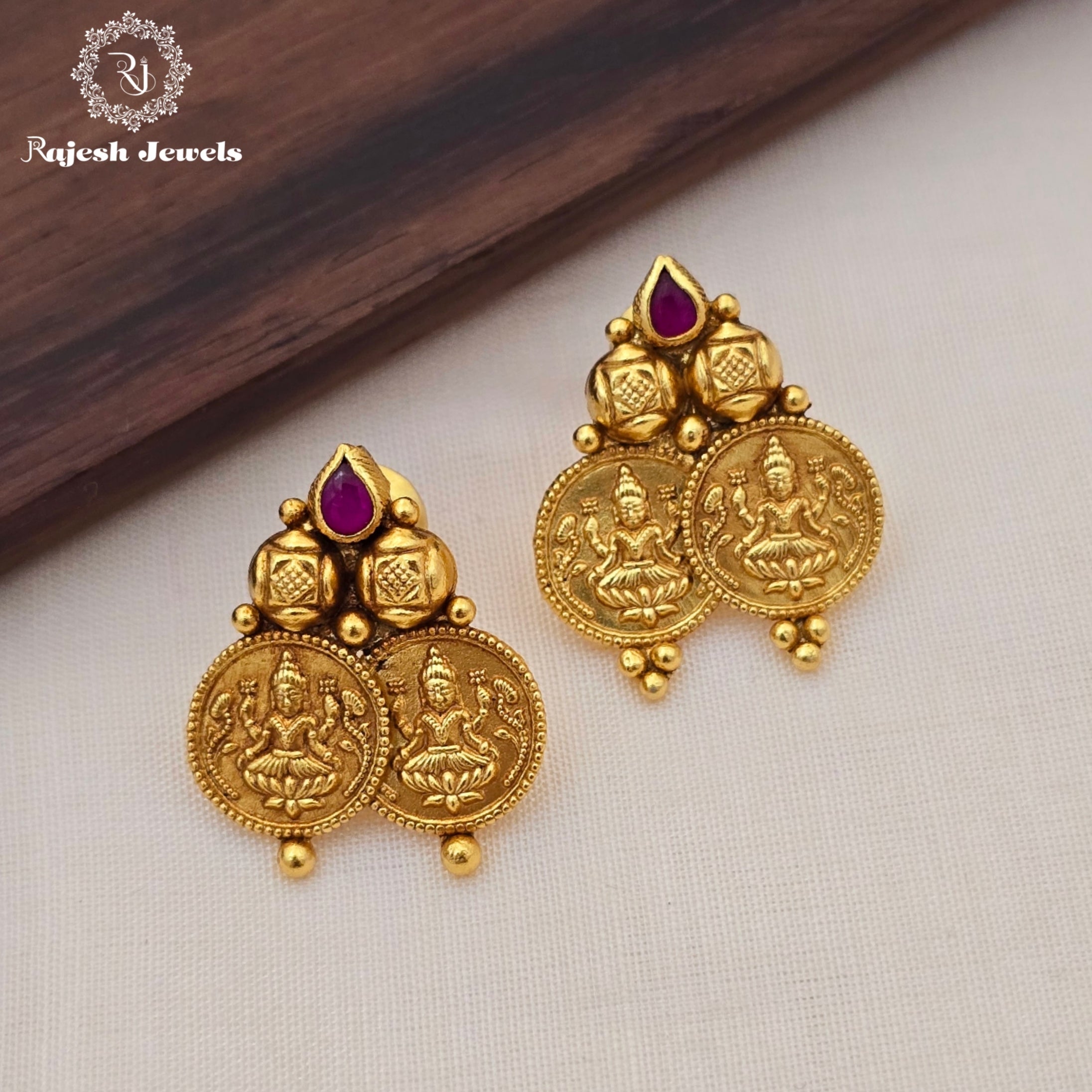 Graceful Lakshmi Kasu Stud Earrings