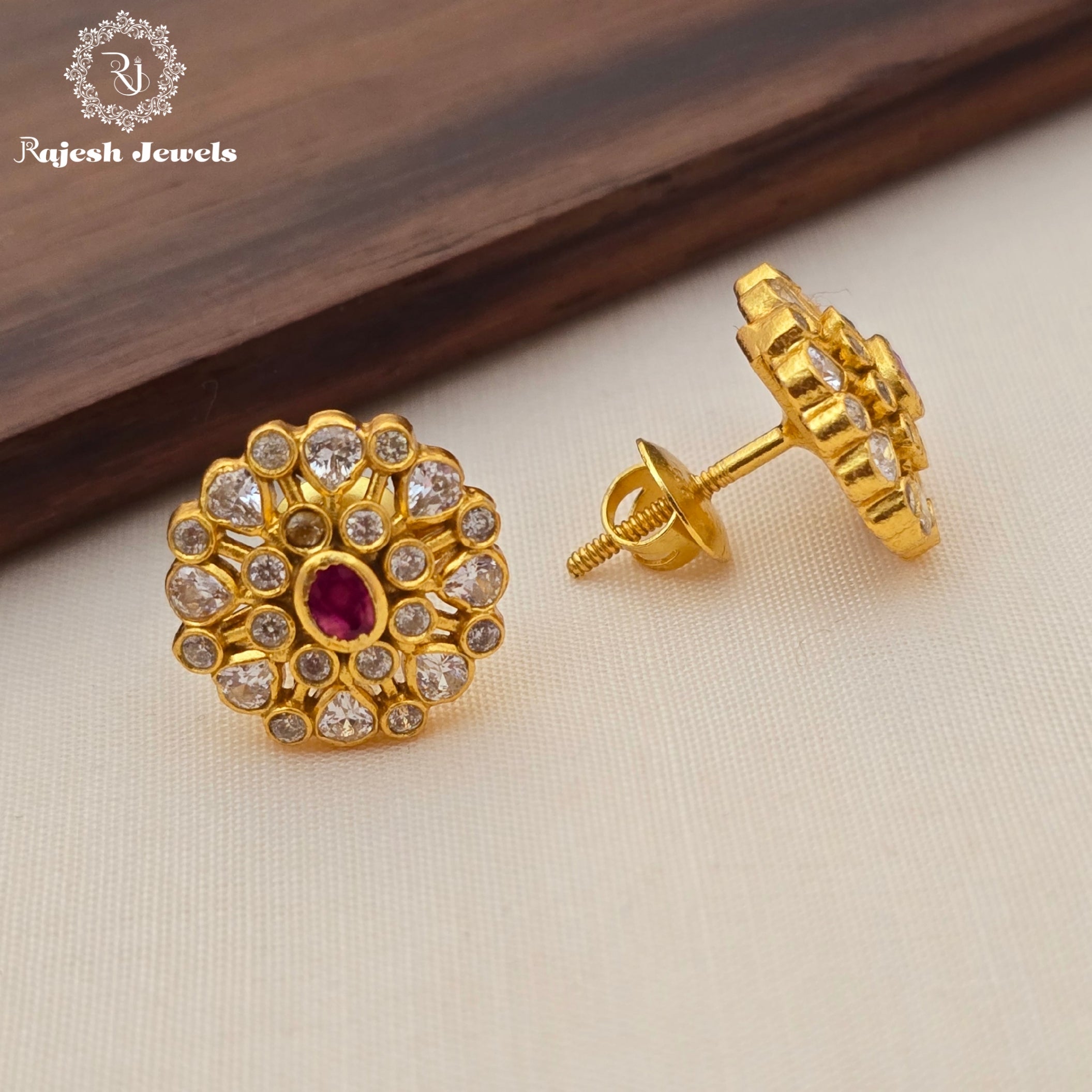 Sparkling Cz Gold Plated Stud Earrings