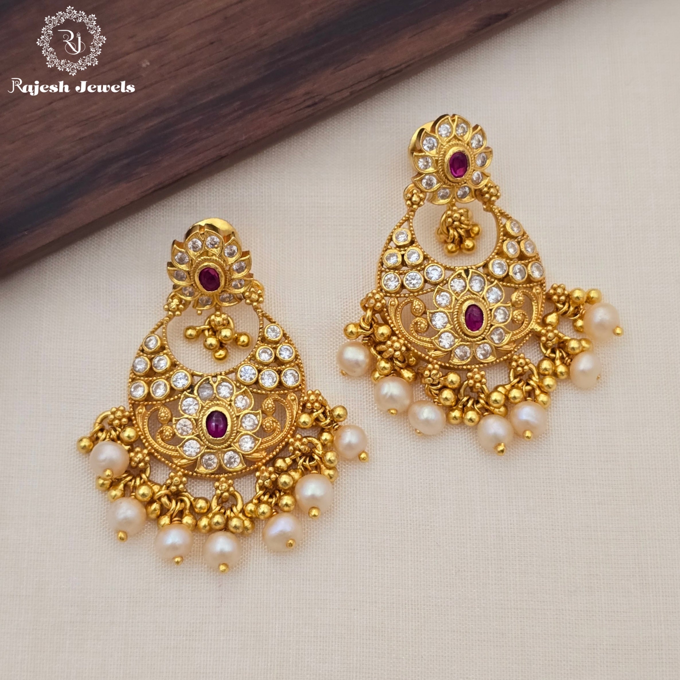 Attractive Cz Gold Plated Chandbali Earrings