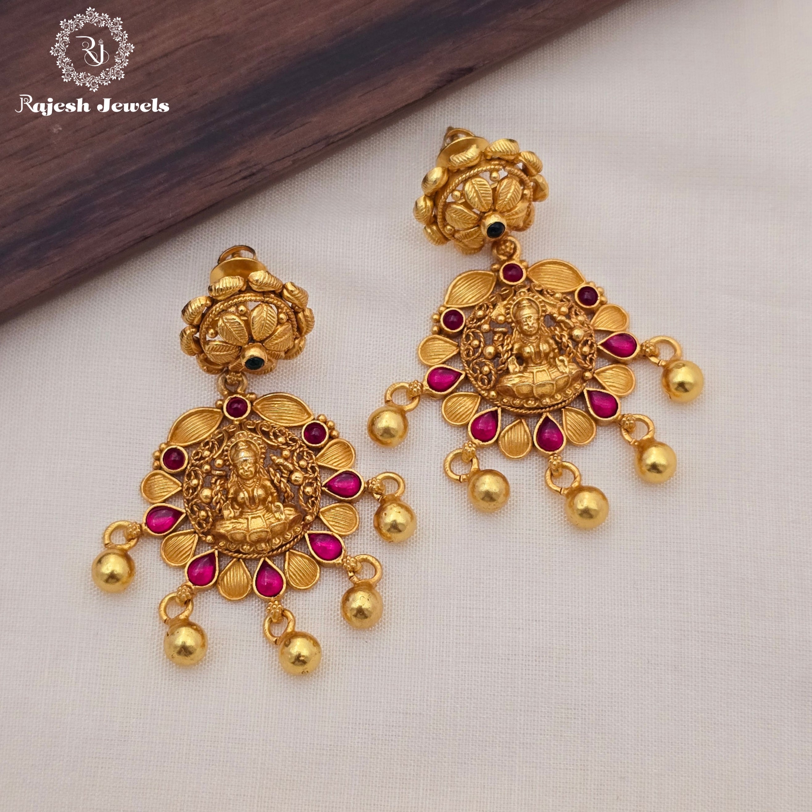Elegant 3D Lakshmi Chandbali Earrings