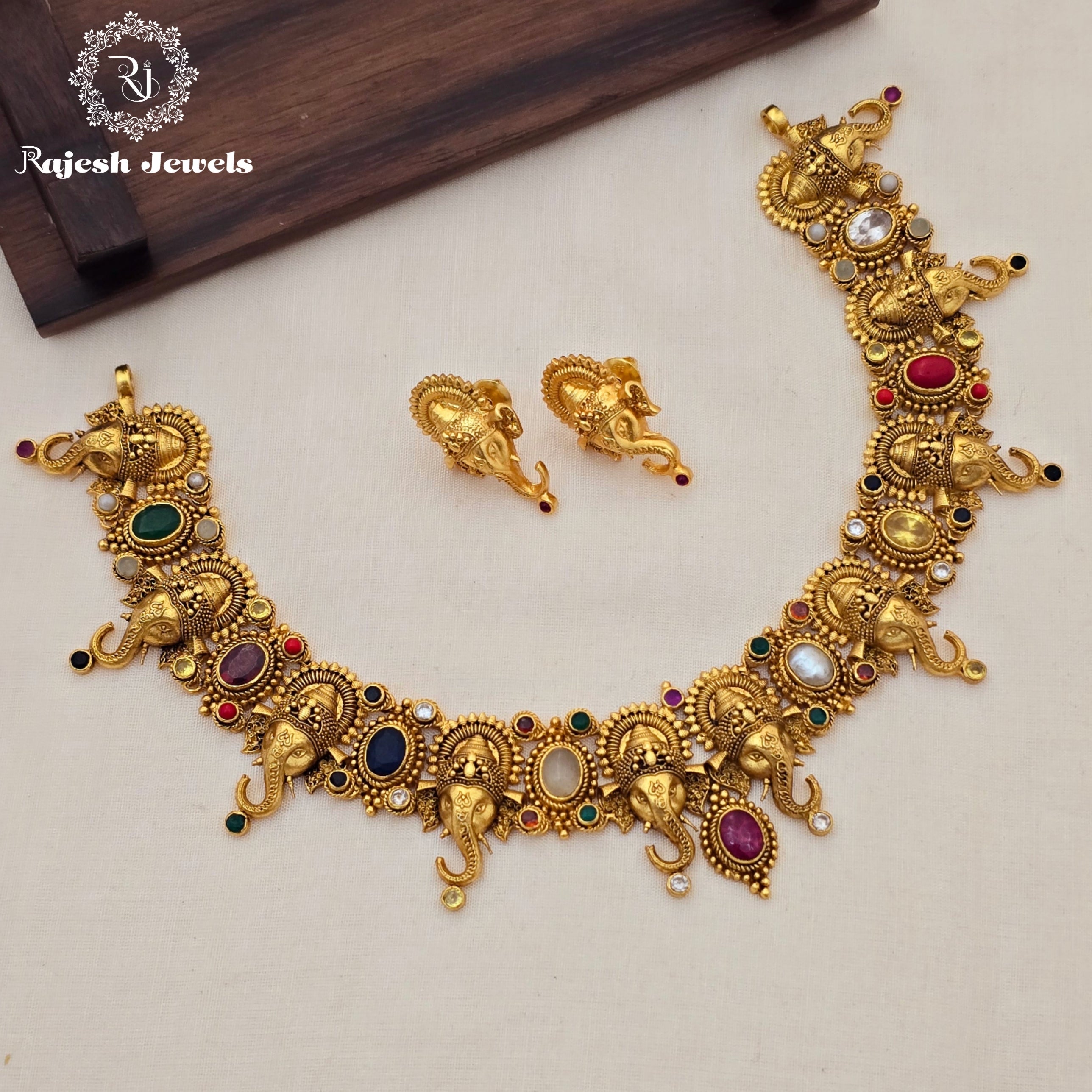 Navang Gajanan Silver Gold Plated Necklace