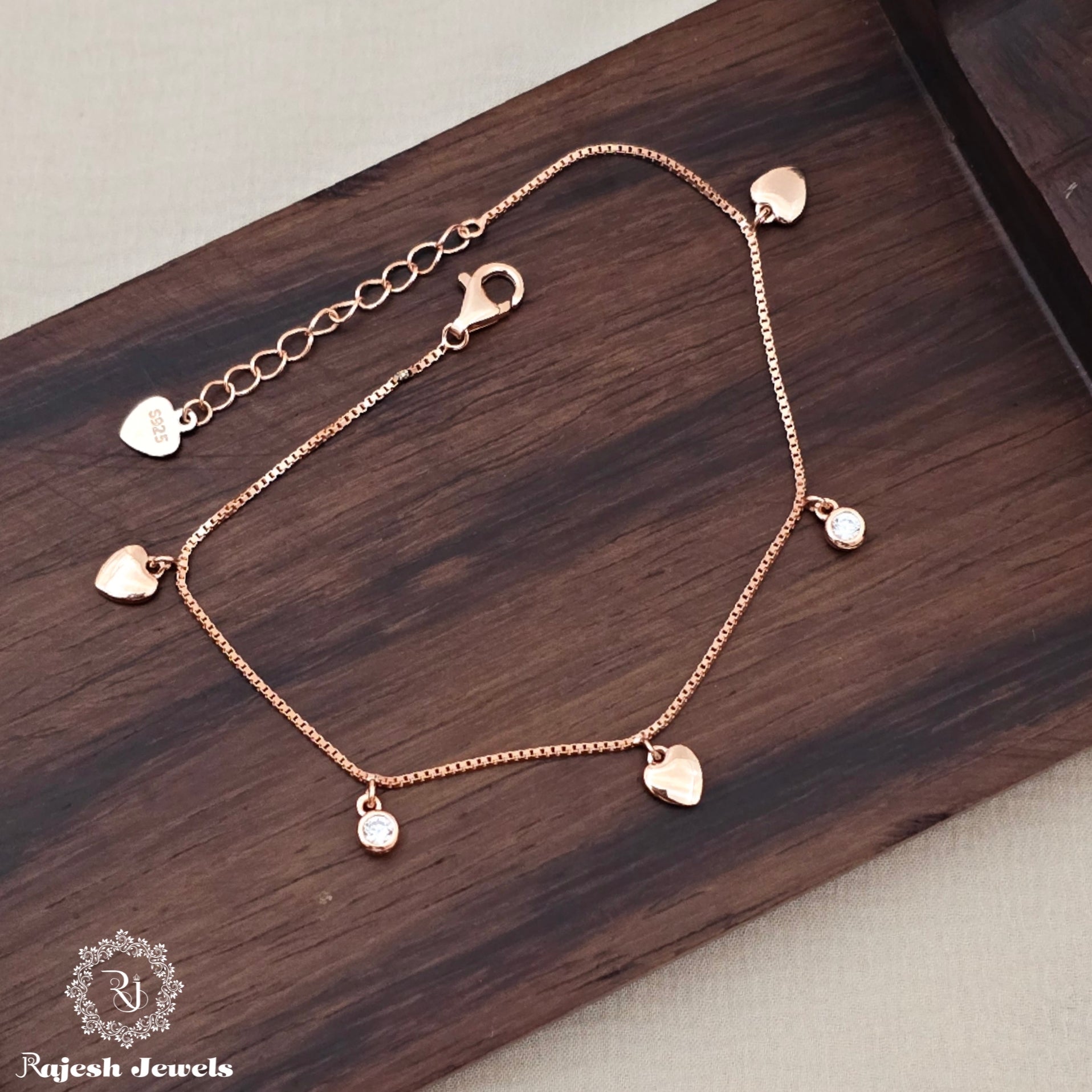 Attractive Cz Rosegold Polish Ladies Bracelet