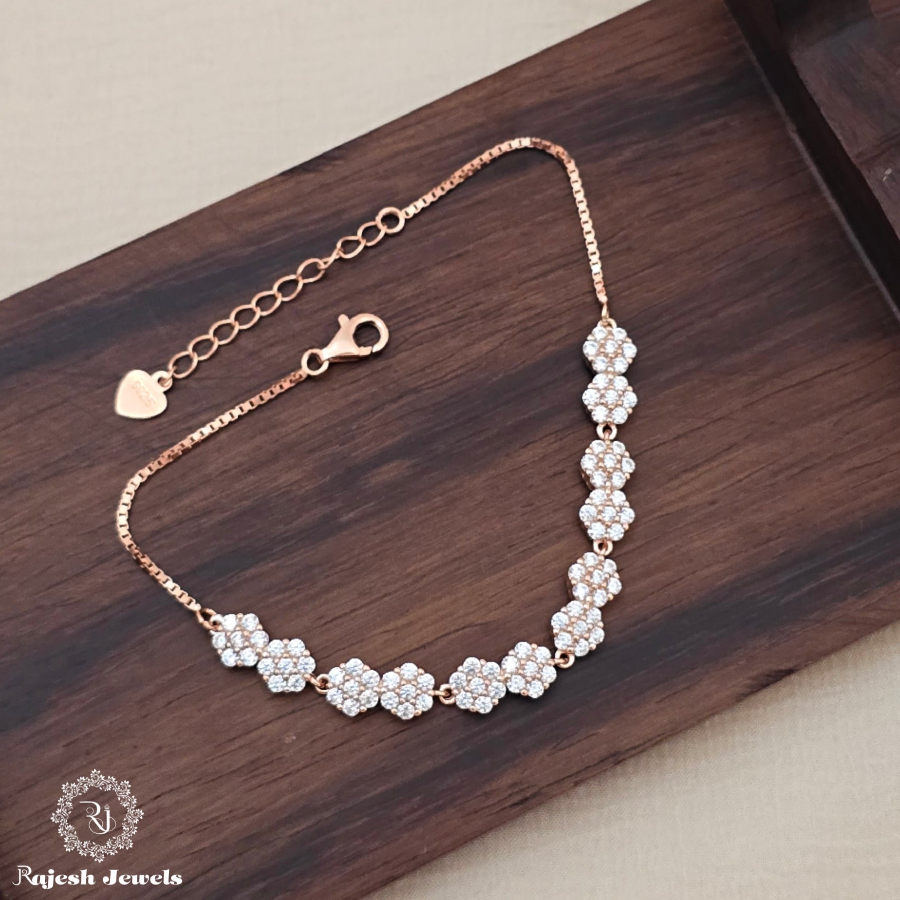 Mesmerising Cz Rose Gold Polish Bracelet