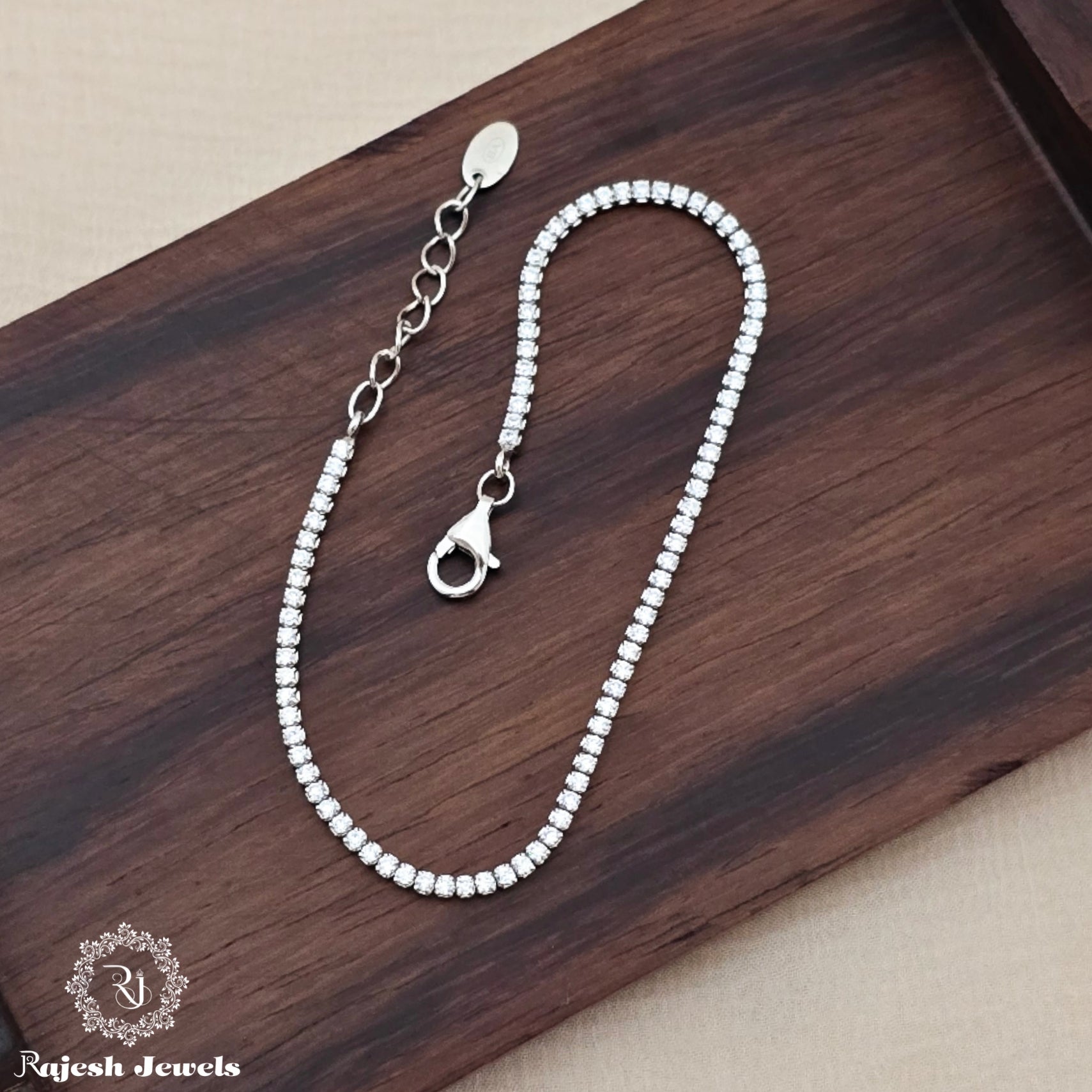 Classic Cz Silver Finish Ladies Bracelet