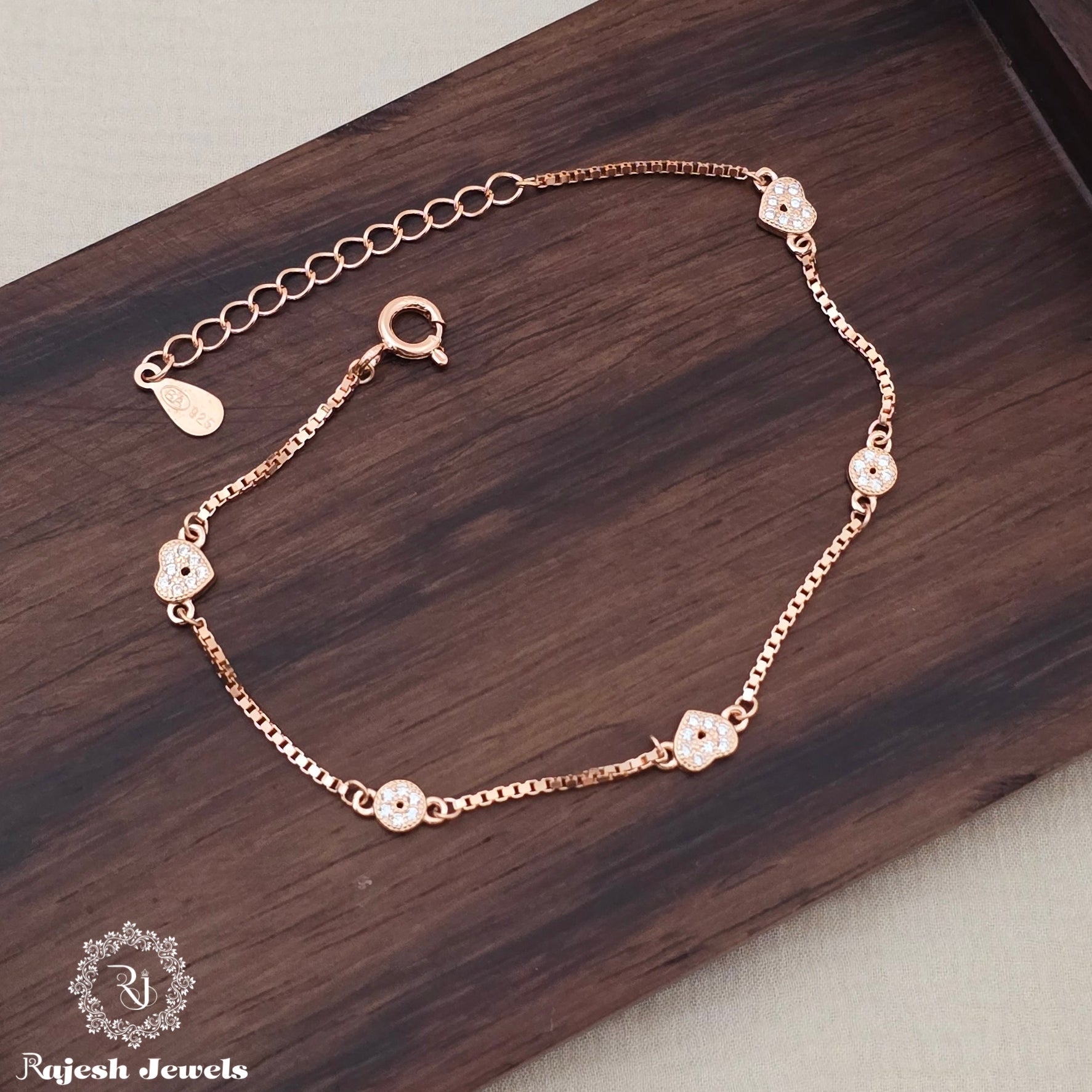 Graceful Cz Rosegold Finish Bracelet