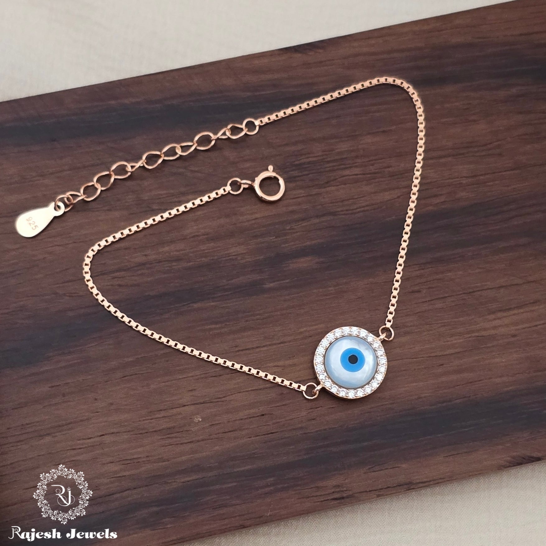 Round Evil-eye Rosegold Polish Bracelet