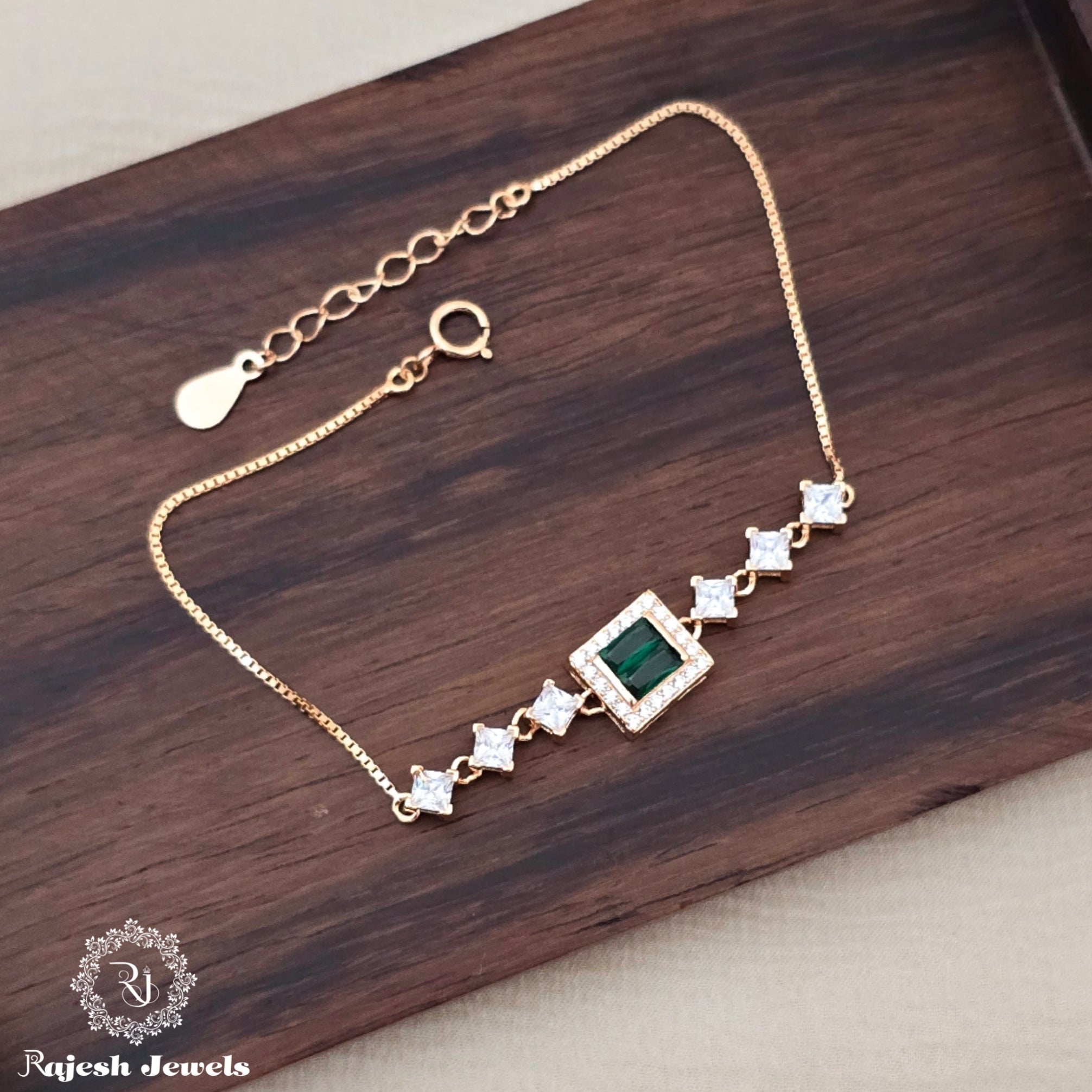 Impressive Cz Rosegold Finish Ladies Bracelet