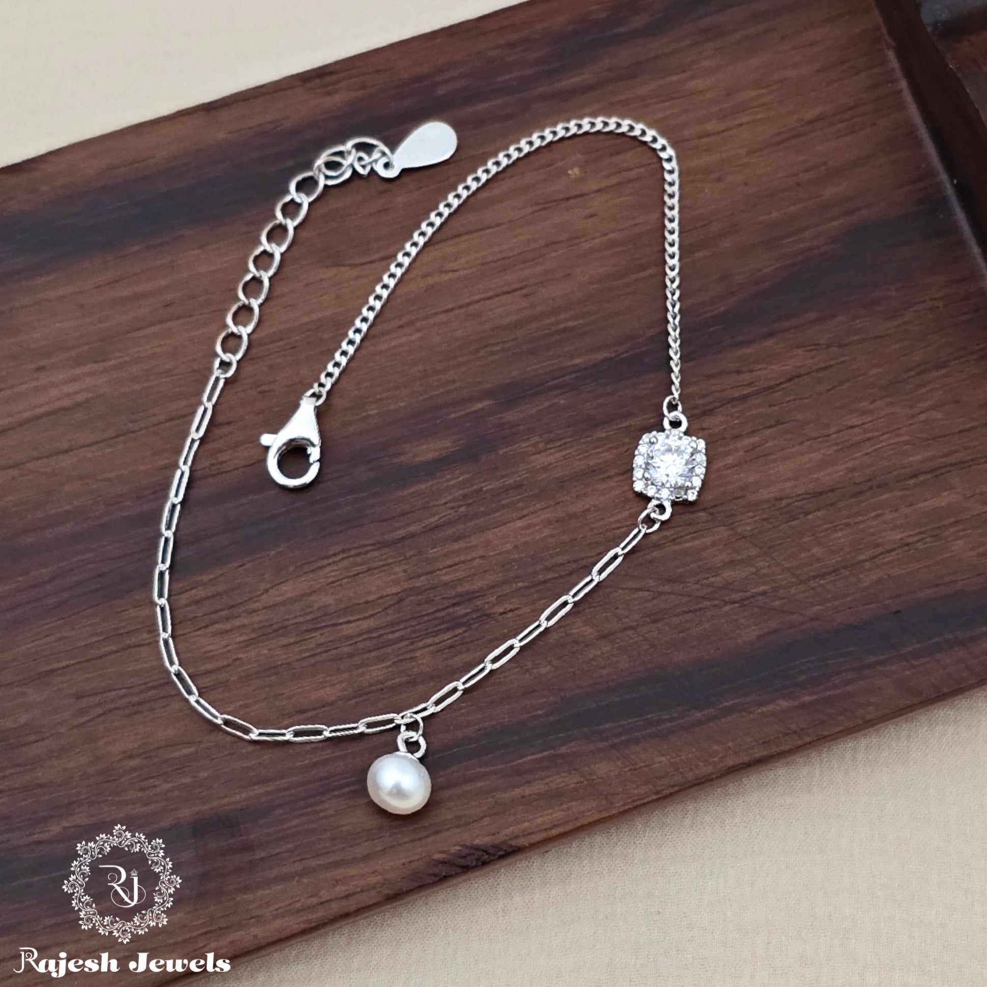 Artistic Cz Pearl Dropped Ladies Bracelet