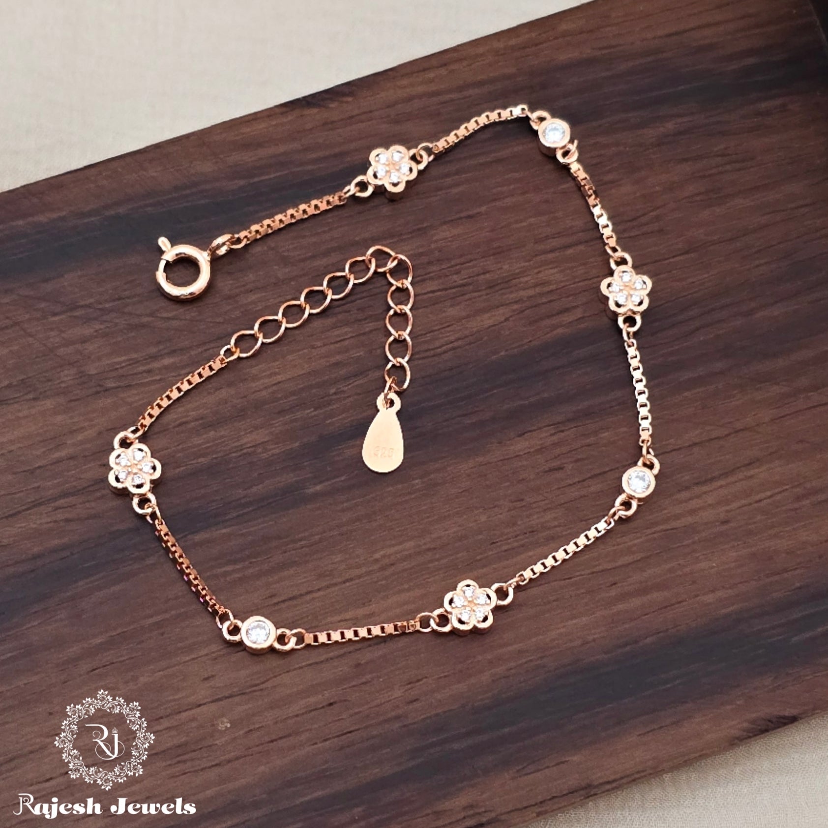 Stylish Cz Rosegold Ladies Bracelet
