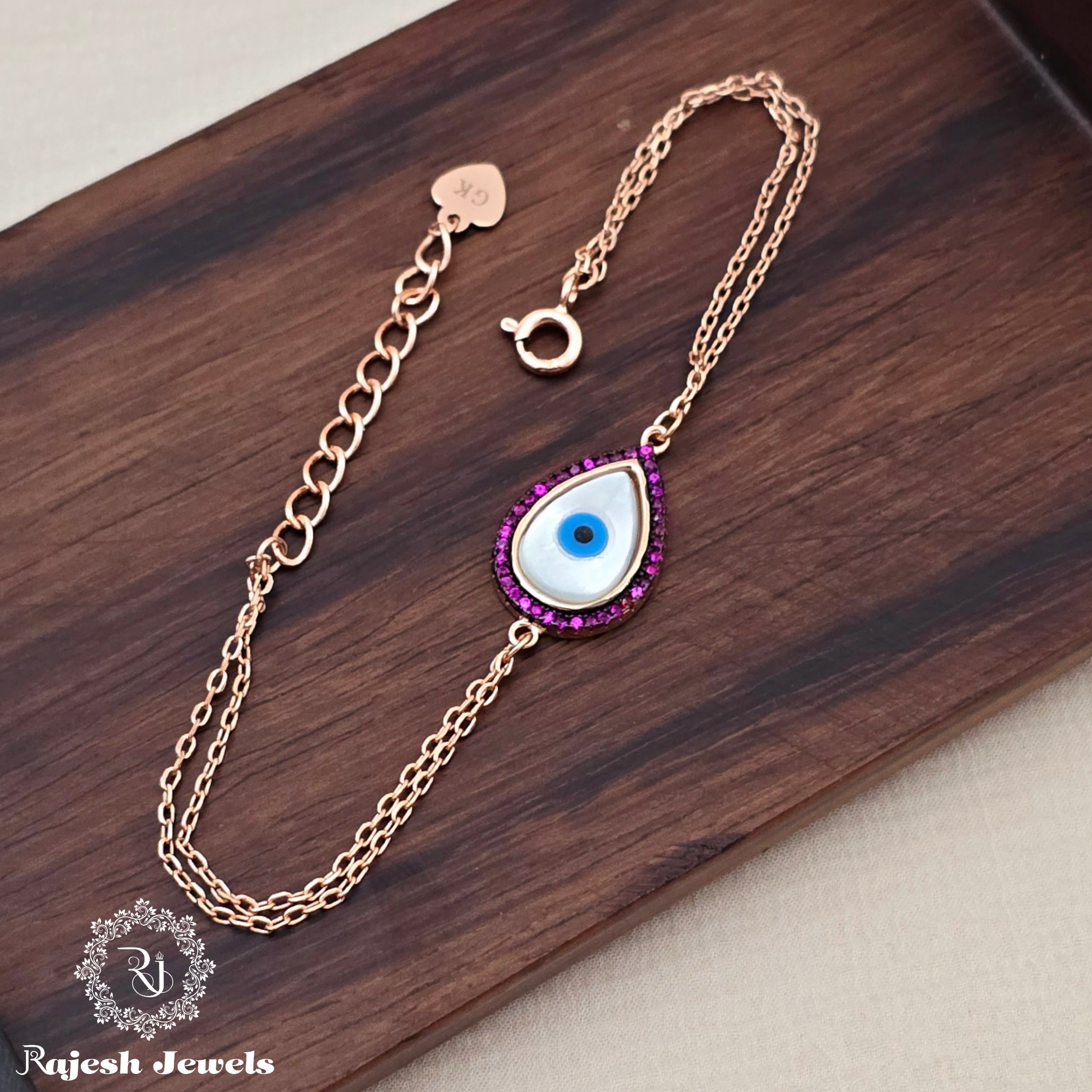 Teardrop Evil-eye Rosegold Ladies Bracelet
