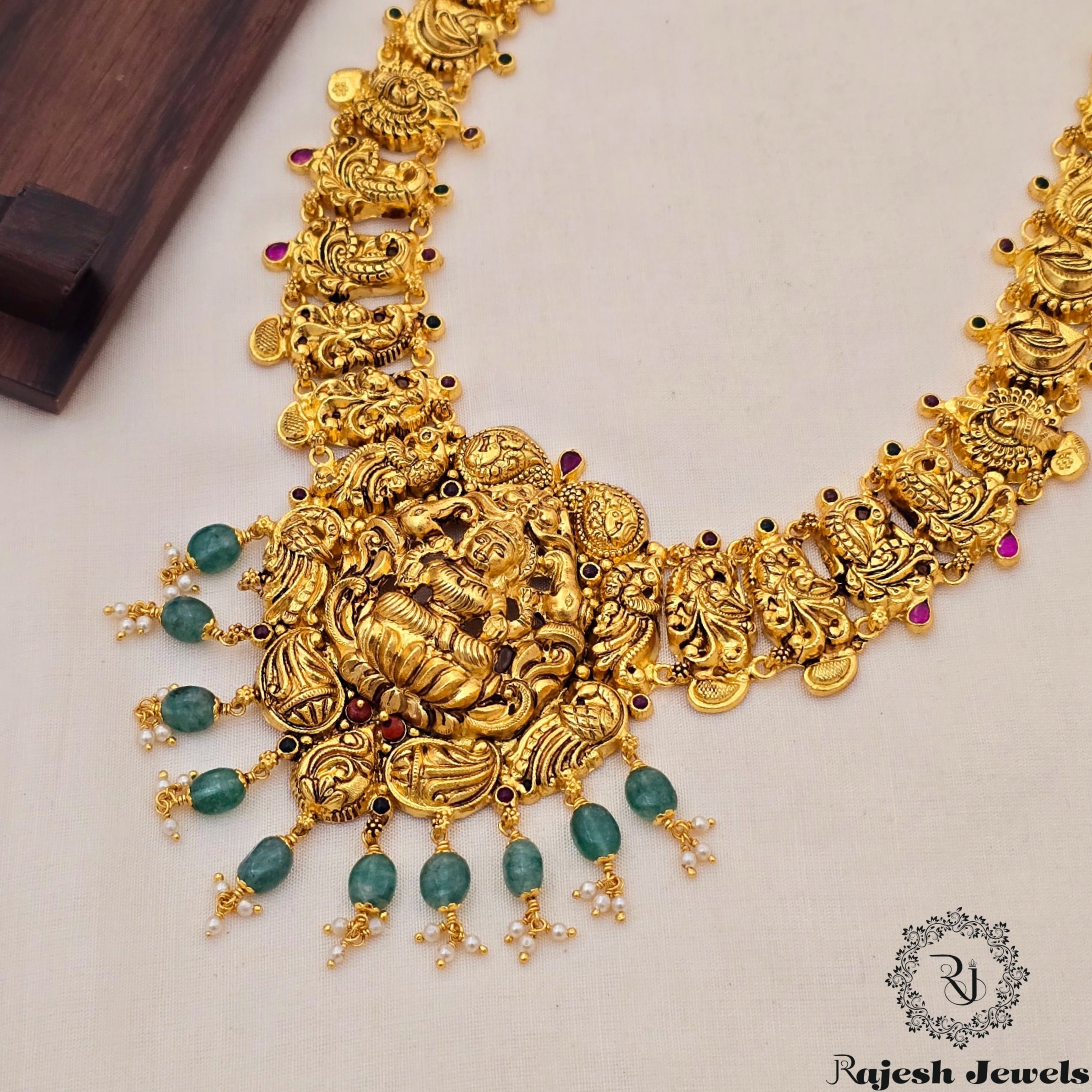 Fantastic Gaja Lakshmi Silver Gold Plated Long Haram