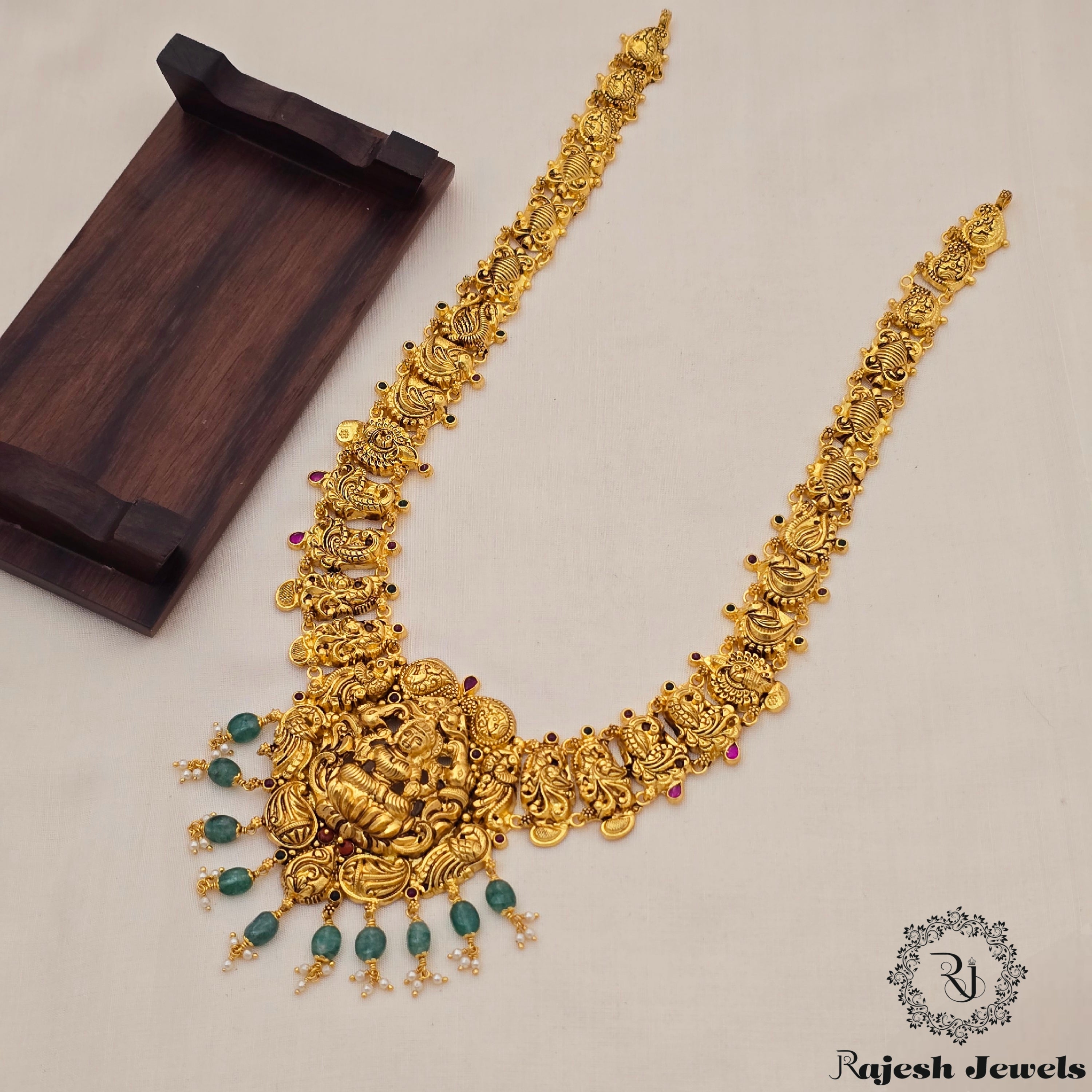 Fantastic Gaja Lakshmi Silver Gold Plated Long Haram