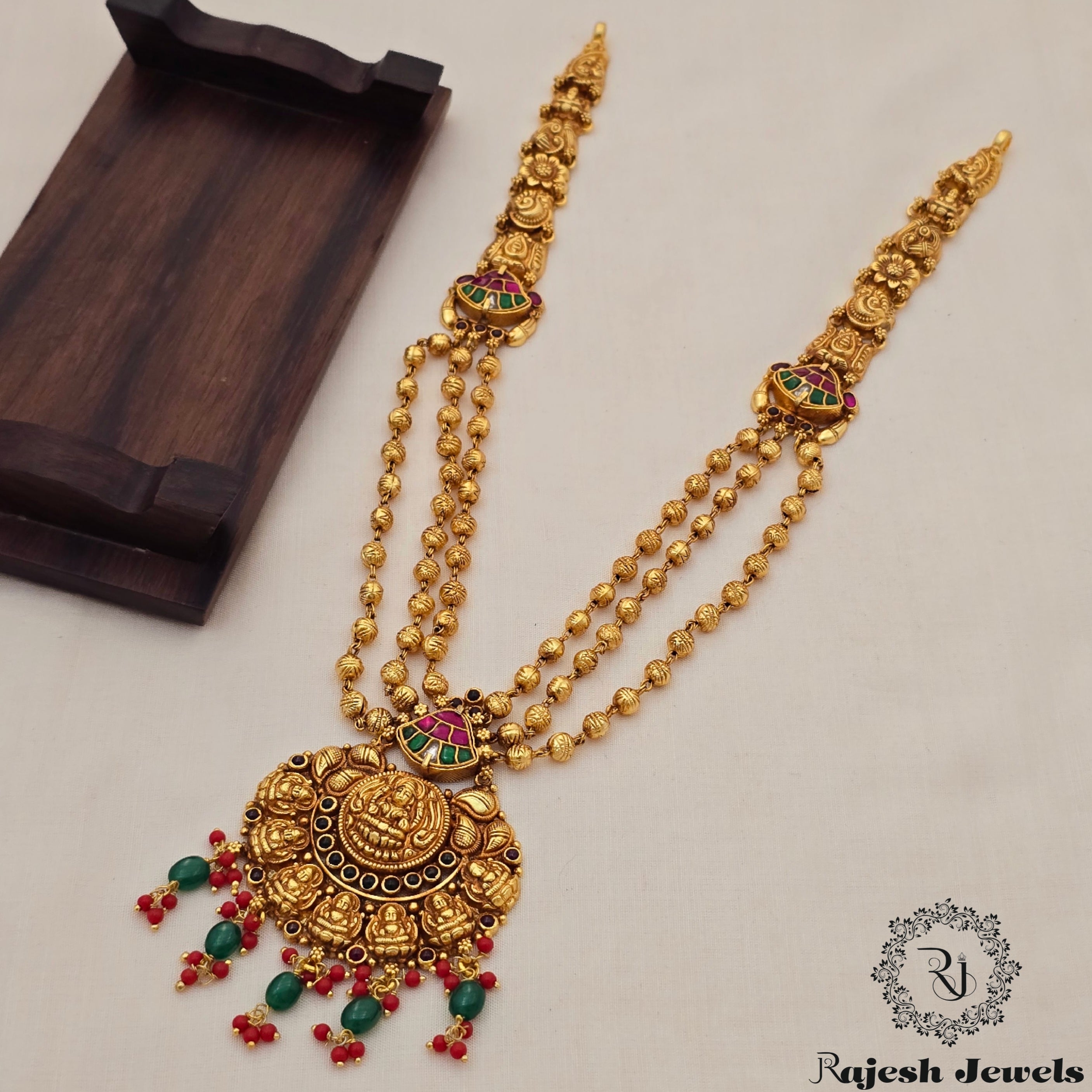 Wonderful Antique Finish Mohanmala Layered Long Haram