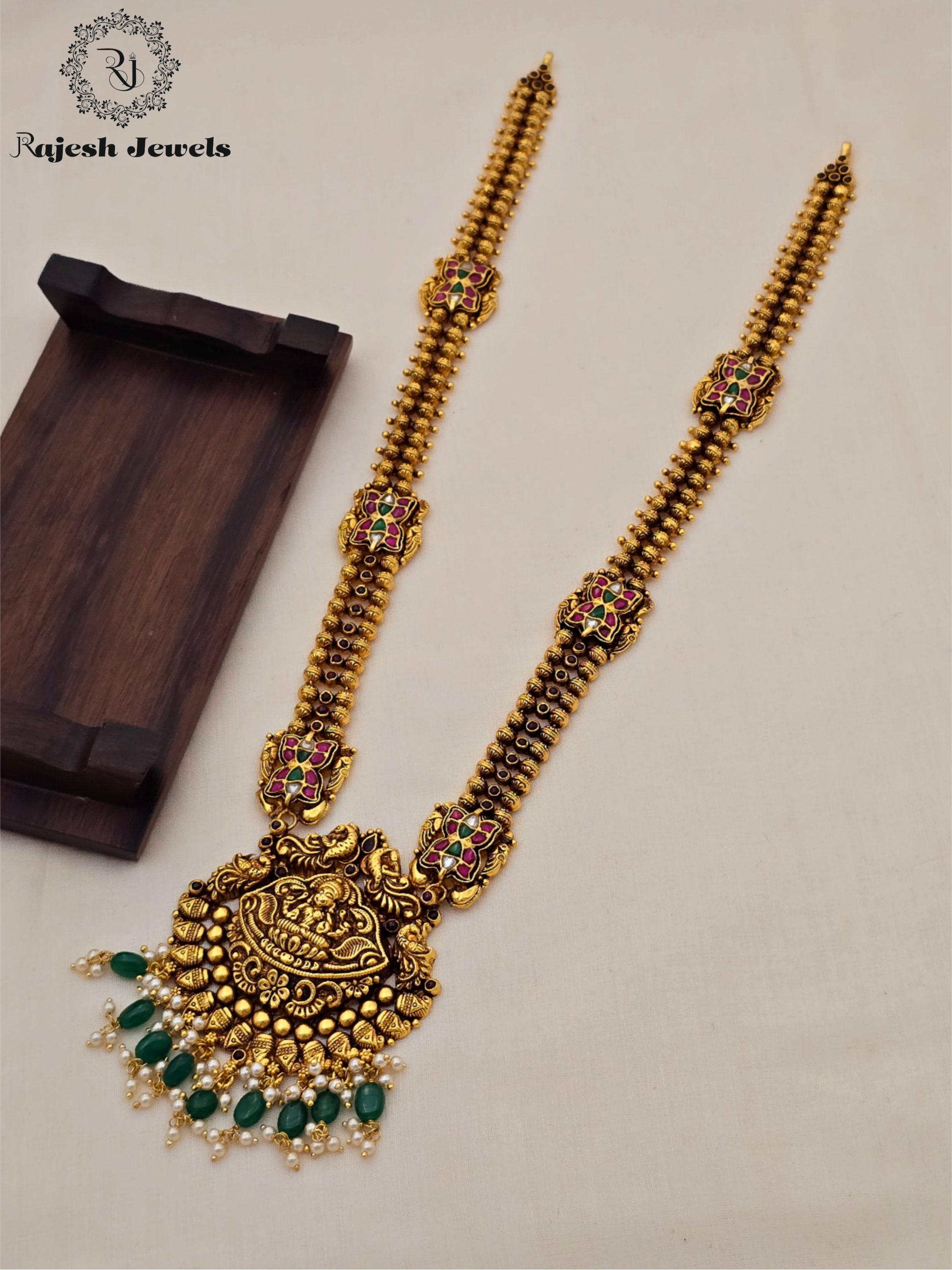Gaja Lakshmi Antique Finish Patti Long Haram