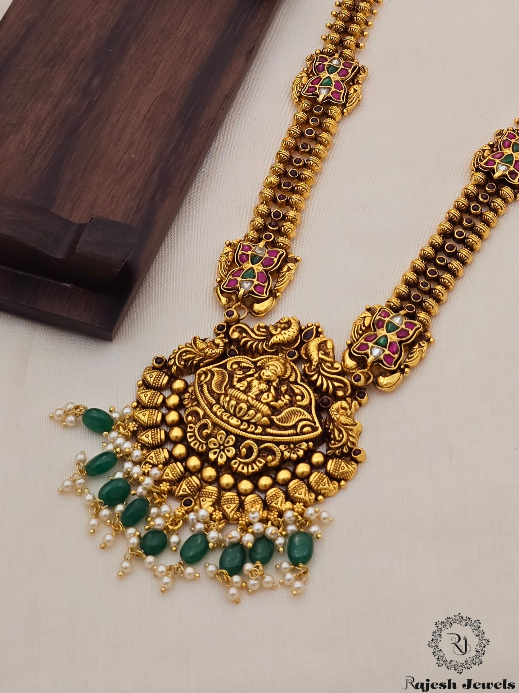 Gaja Lakshmi Antique Finish Patti Long Haram
