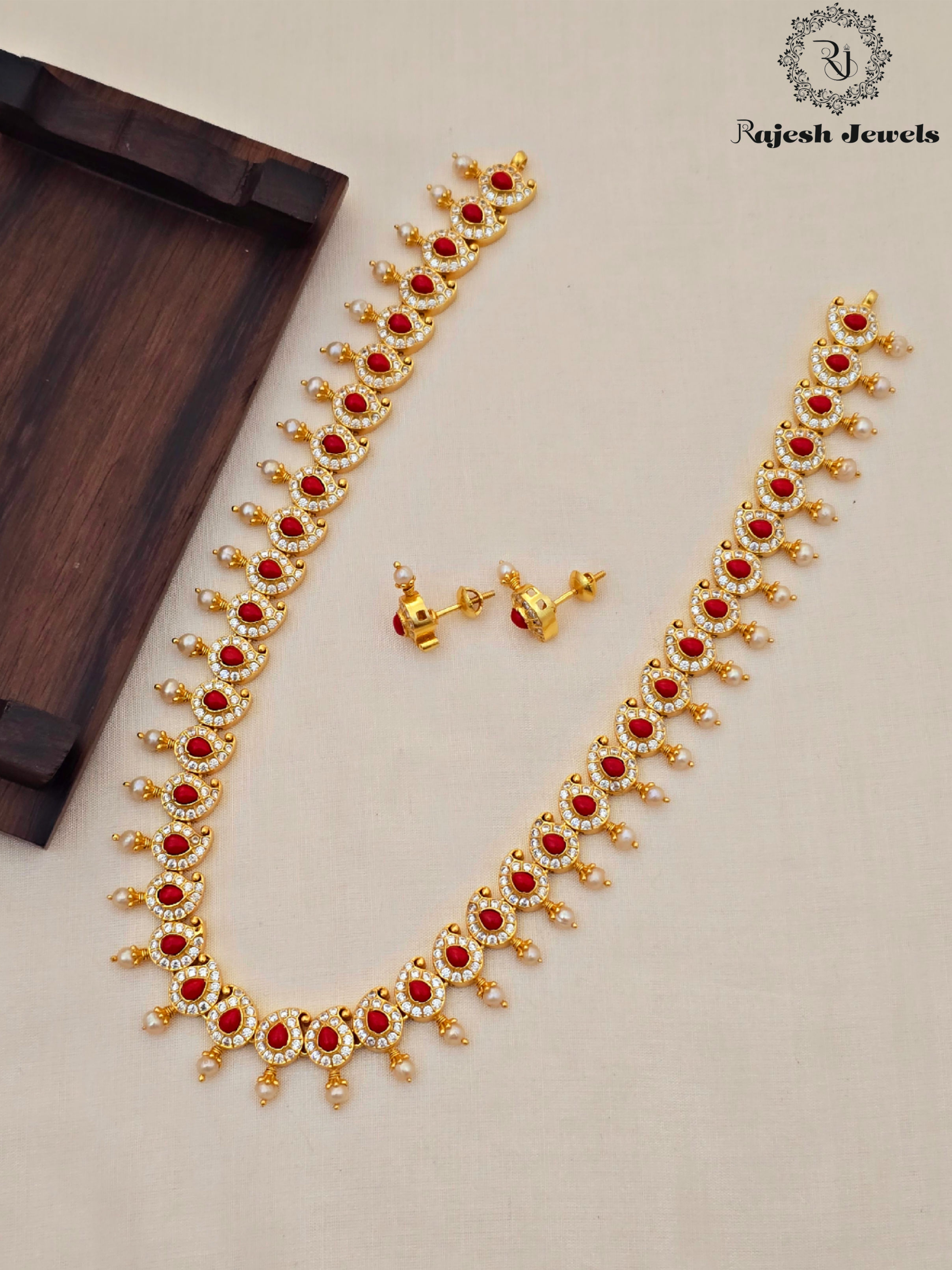 Mango Cz Silver Gold Plated Long Haram