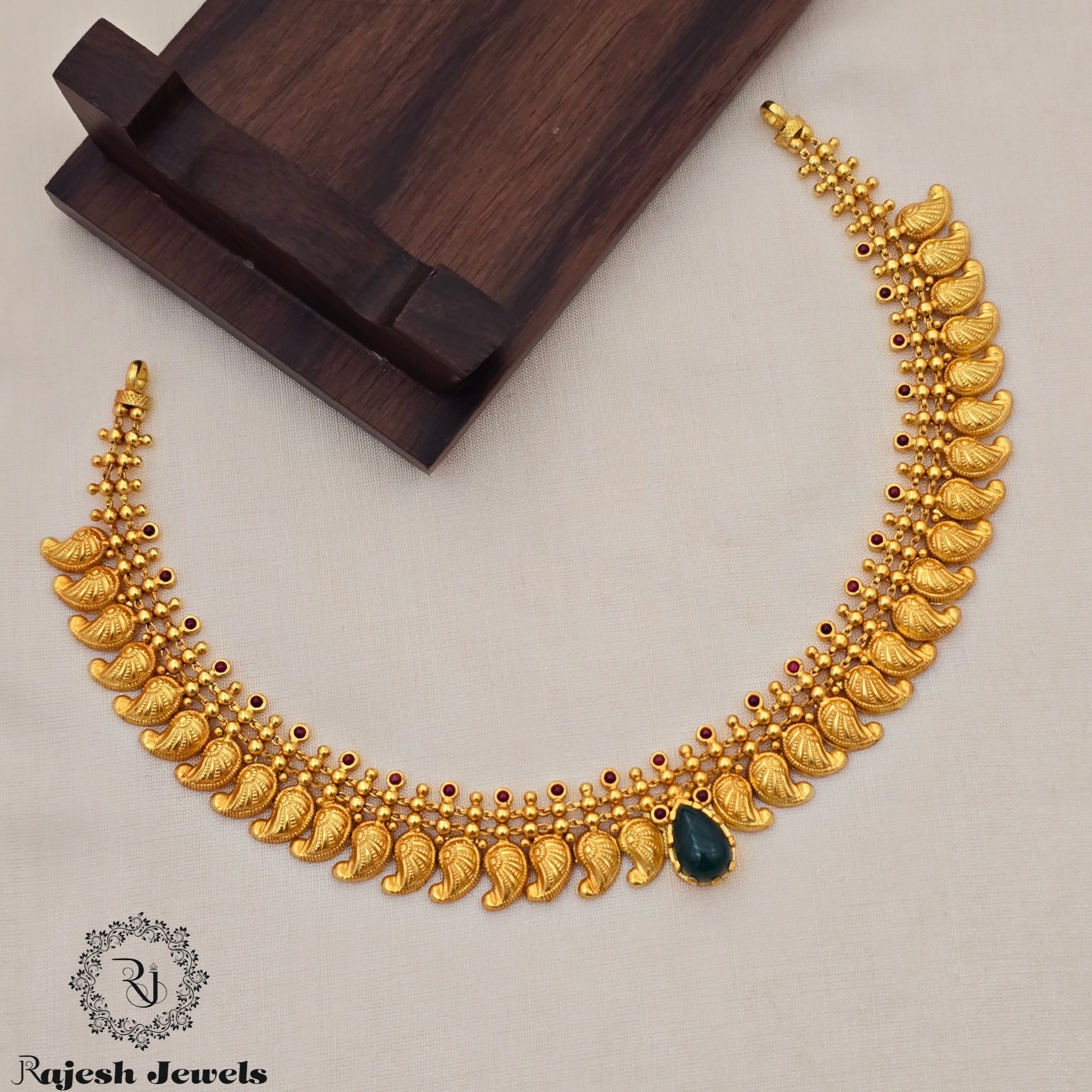 Traditional Mango Design Silver Gold Plated Necklace