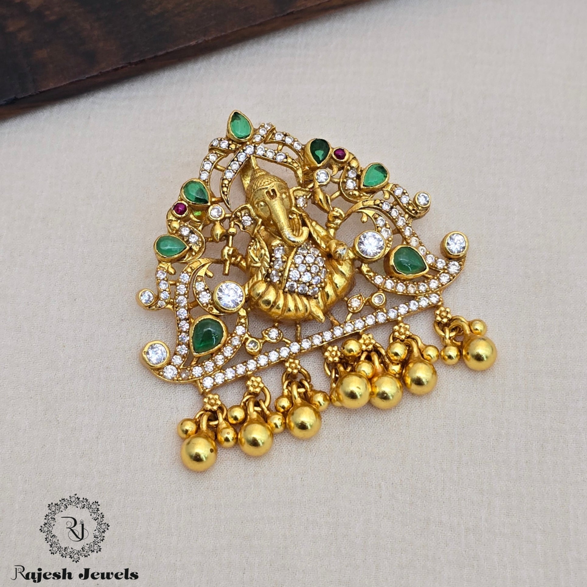 Gajanan Cz Silver Gold Plated Pendant
