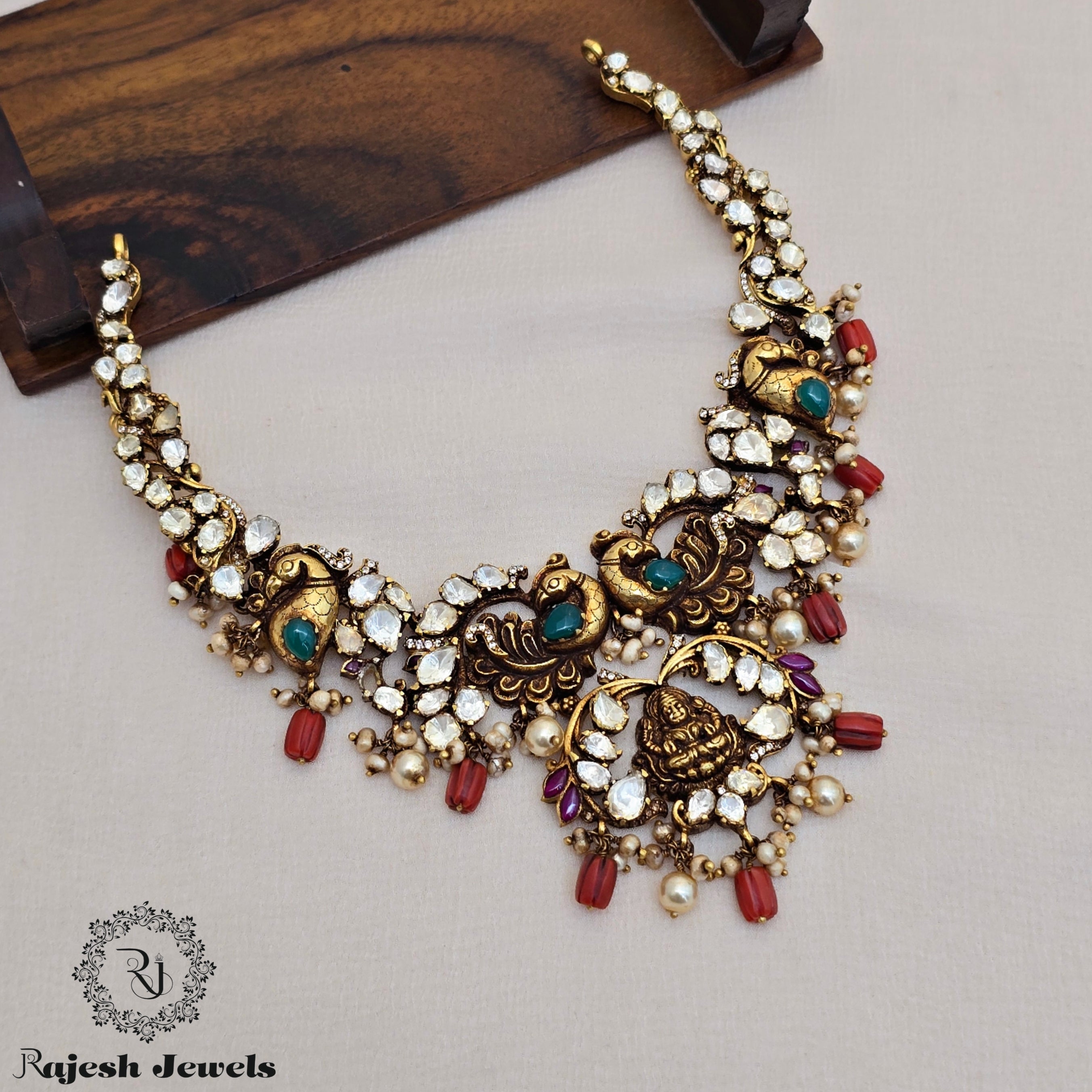 Passionate Coral Antique Moissanite Necklace