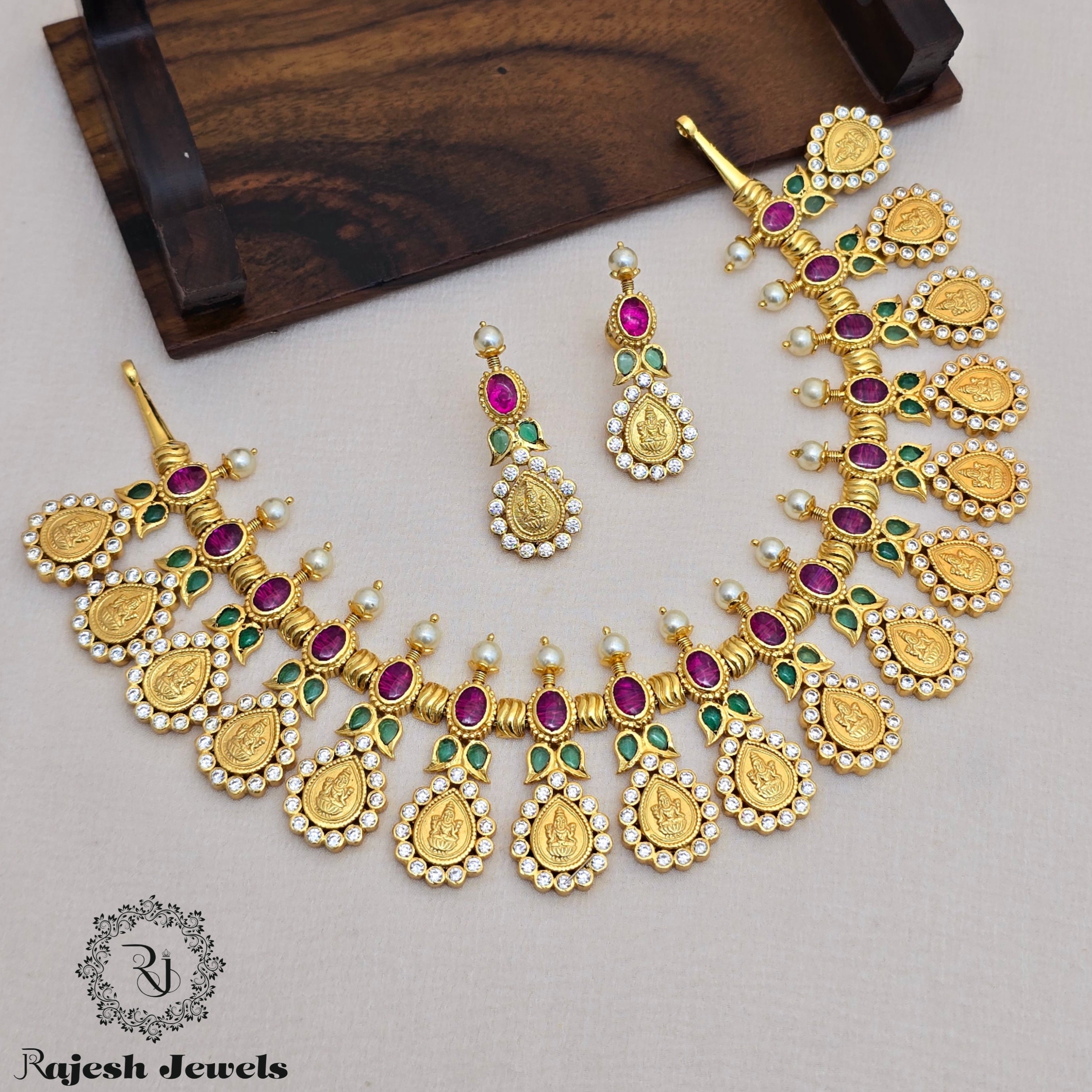 Iconic Lakshmi Coin Short Necklace Set