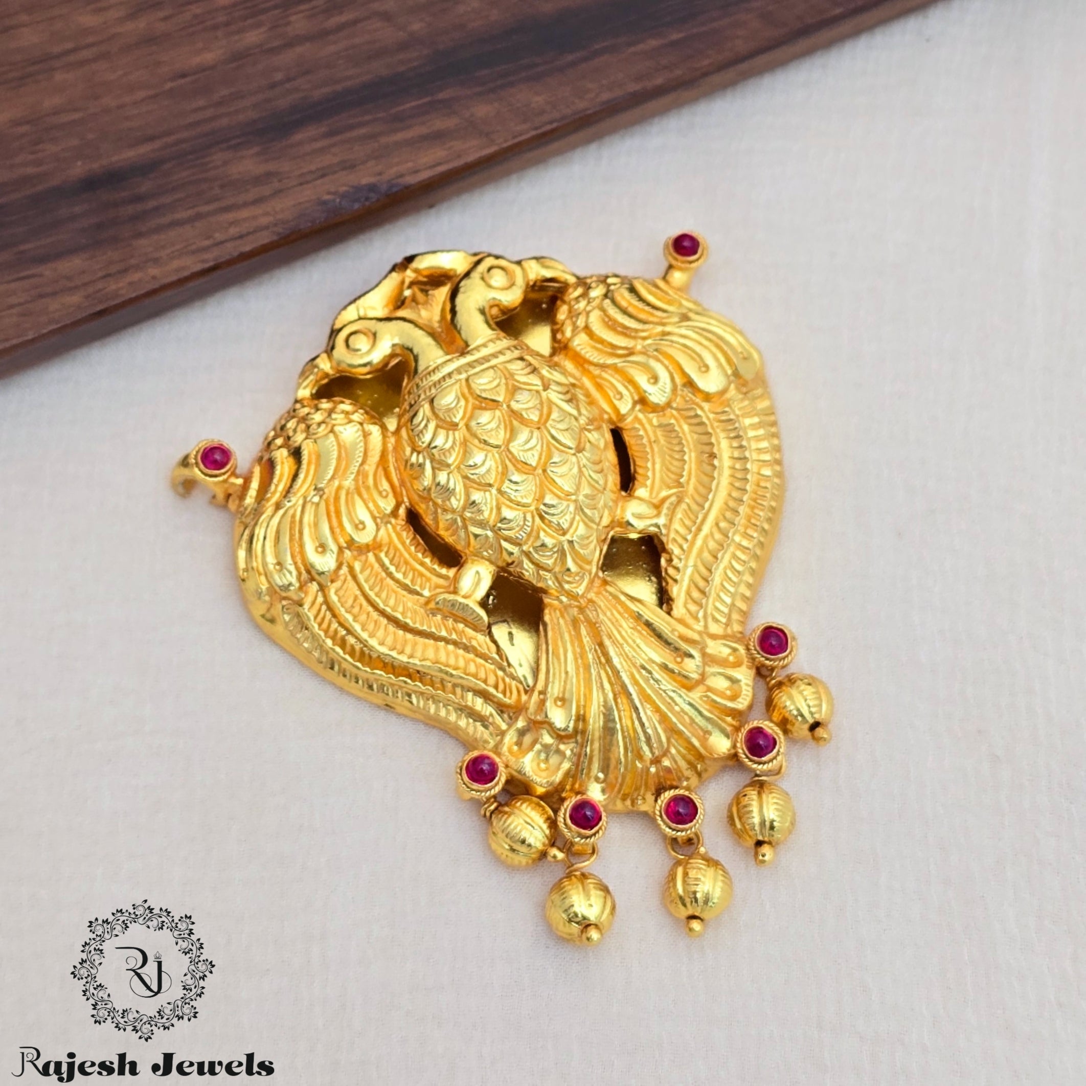 Nakshi Gandberunda Silver Gold Plated Pendant