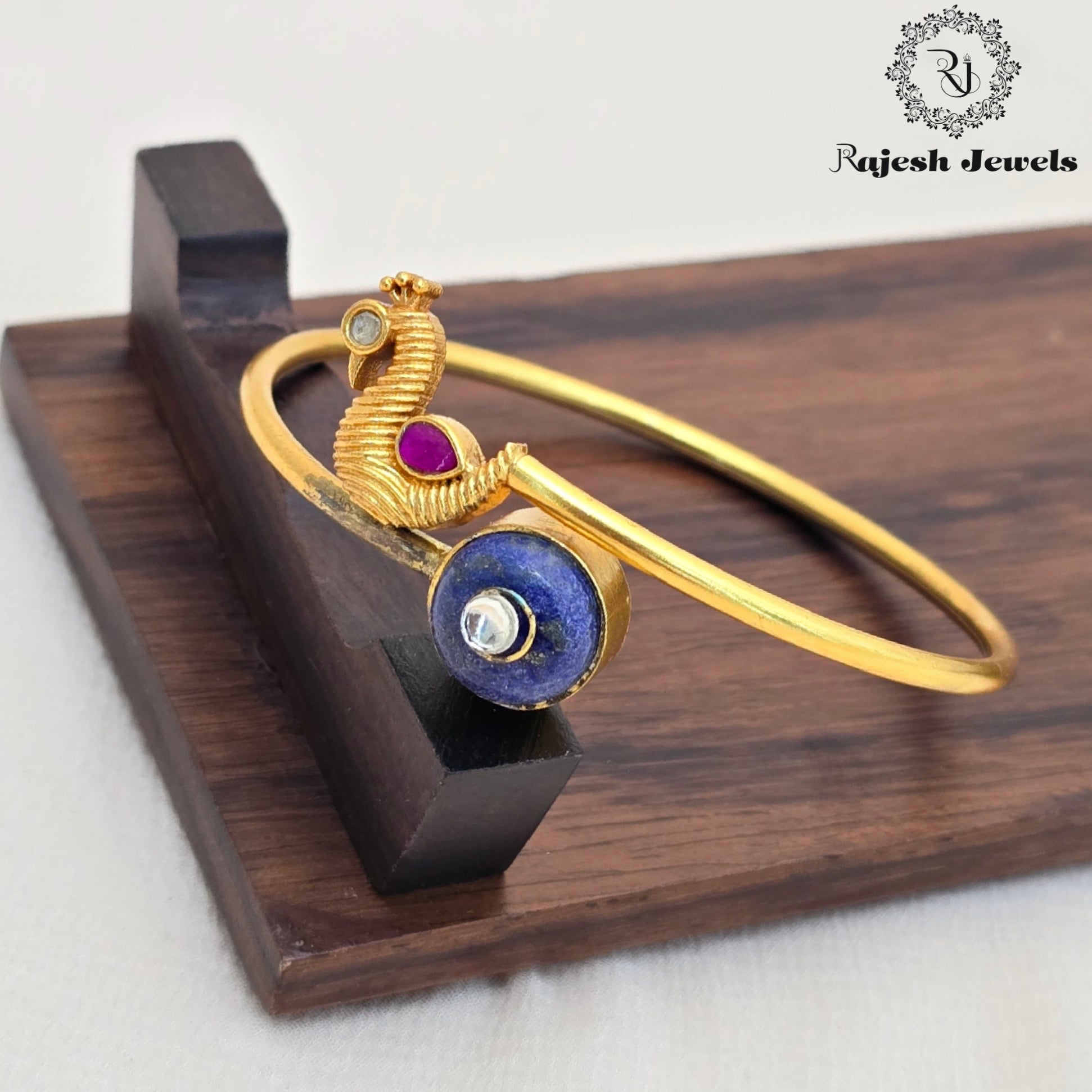 Ravishing Blue Gold Plated Hand Kada