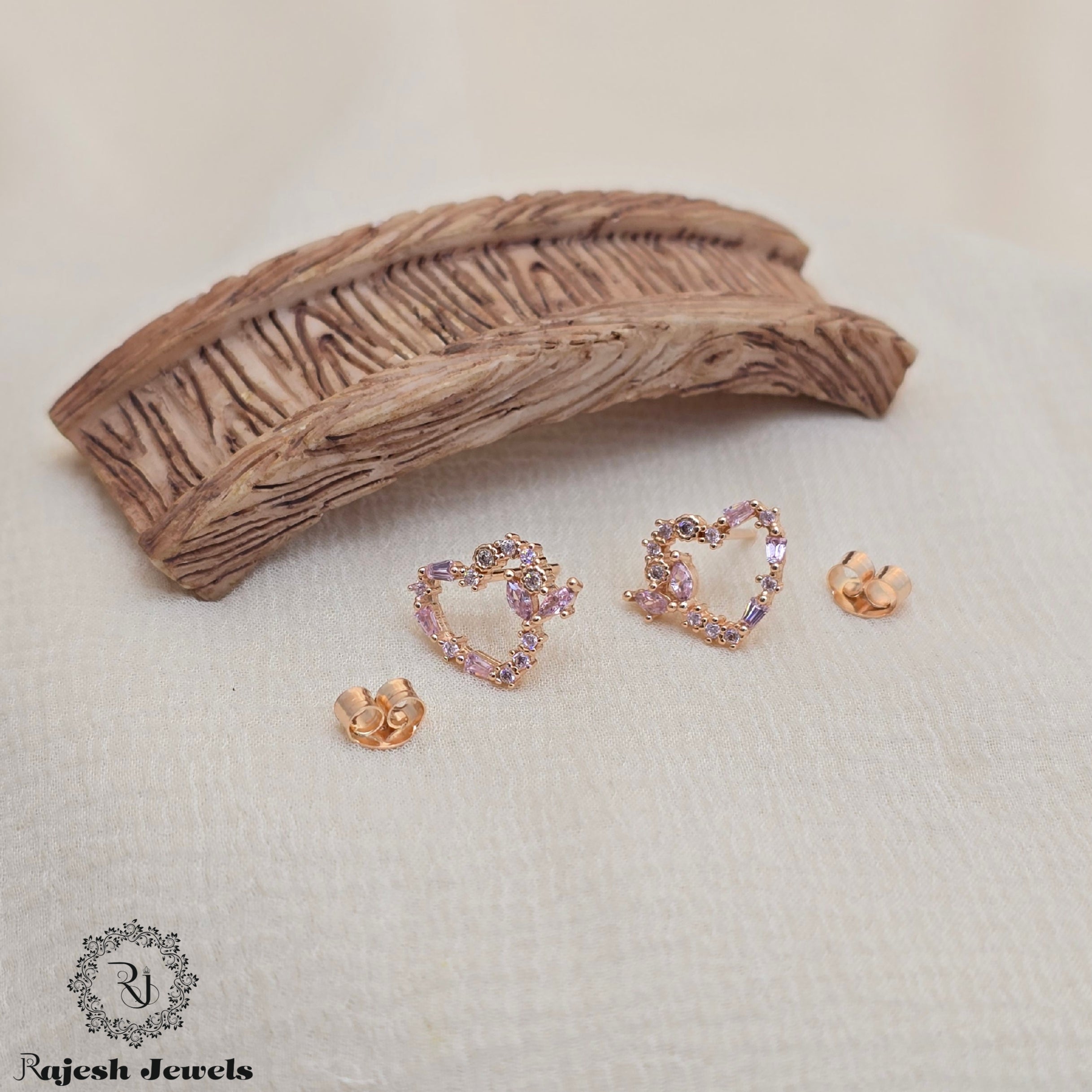 Luxurious Cz Rosegold Stud Earrings