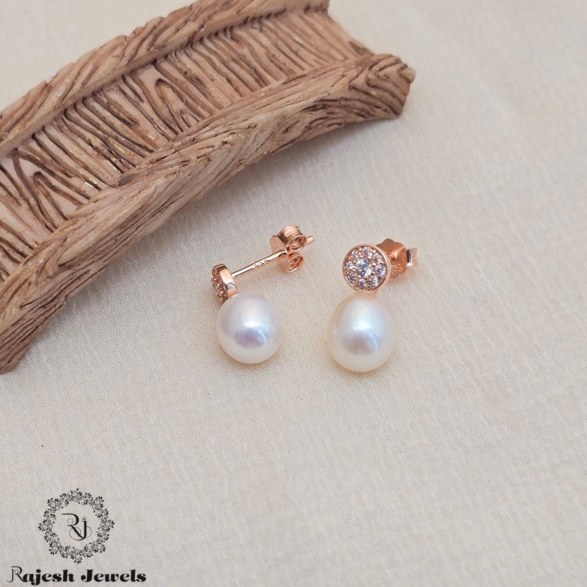 Vibrant Pearl Cz Rosegold Earrings