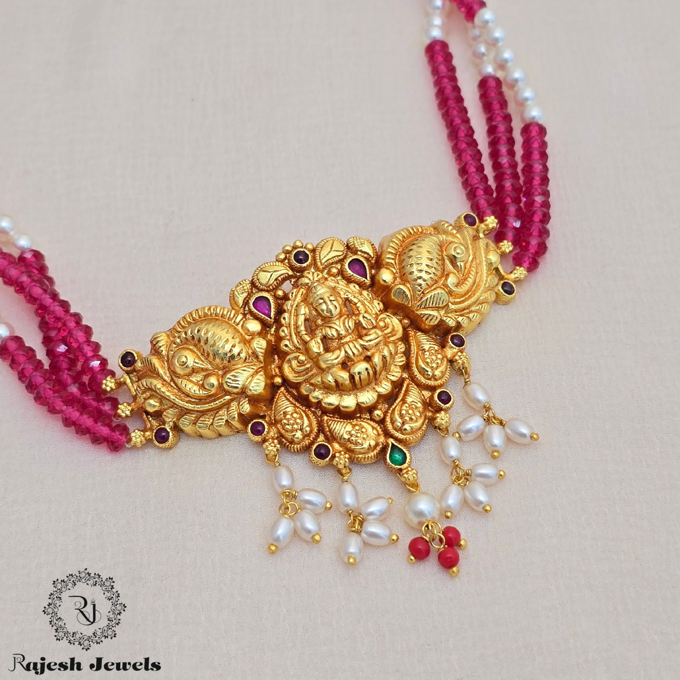 Divine Lakshmi Pearl Drop Choker Neckpiece