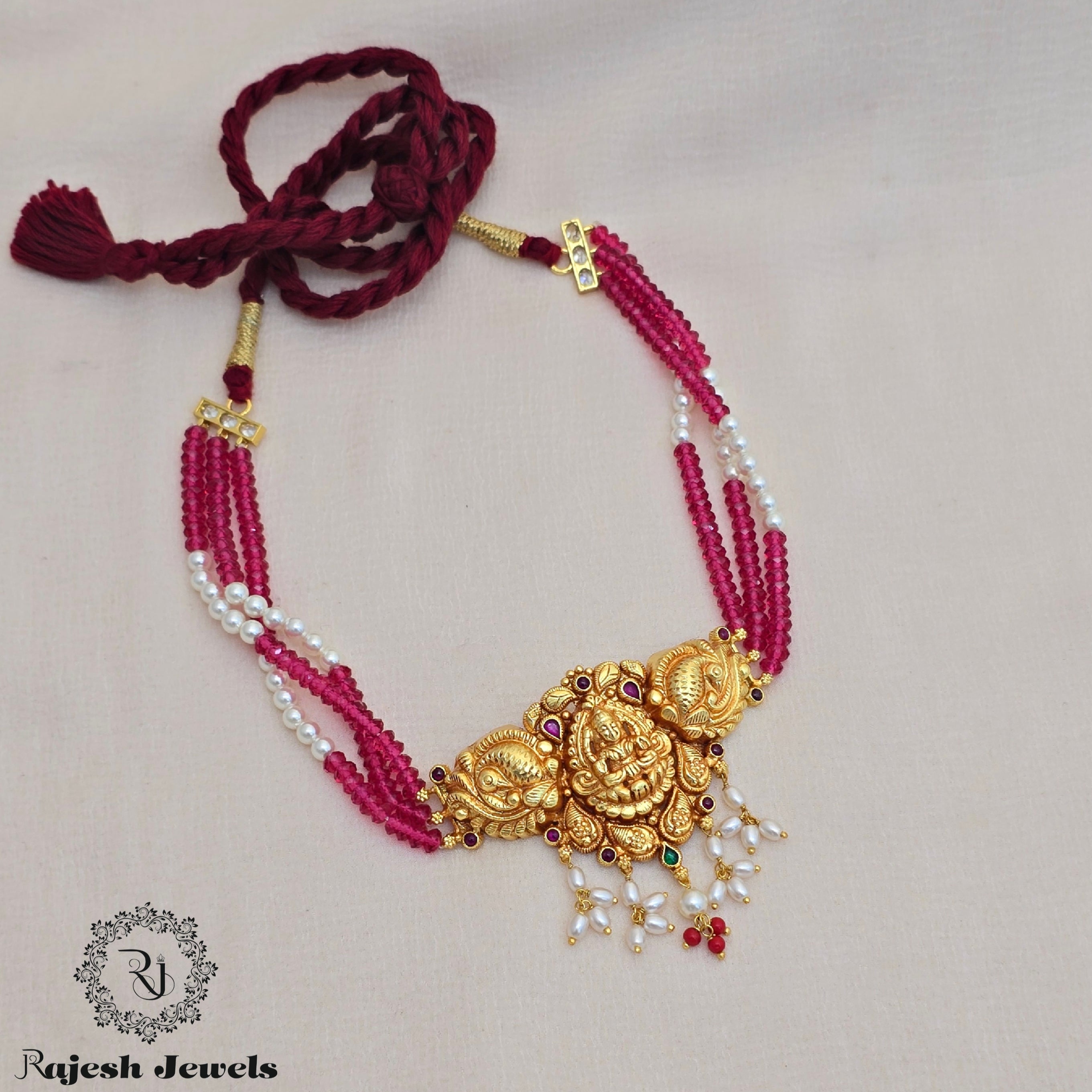 Divine Lakshmi Pearl Drop Choker Neckpiece