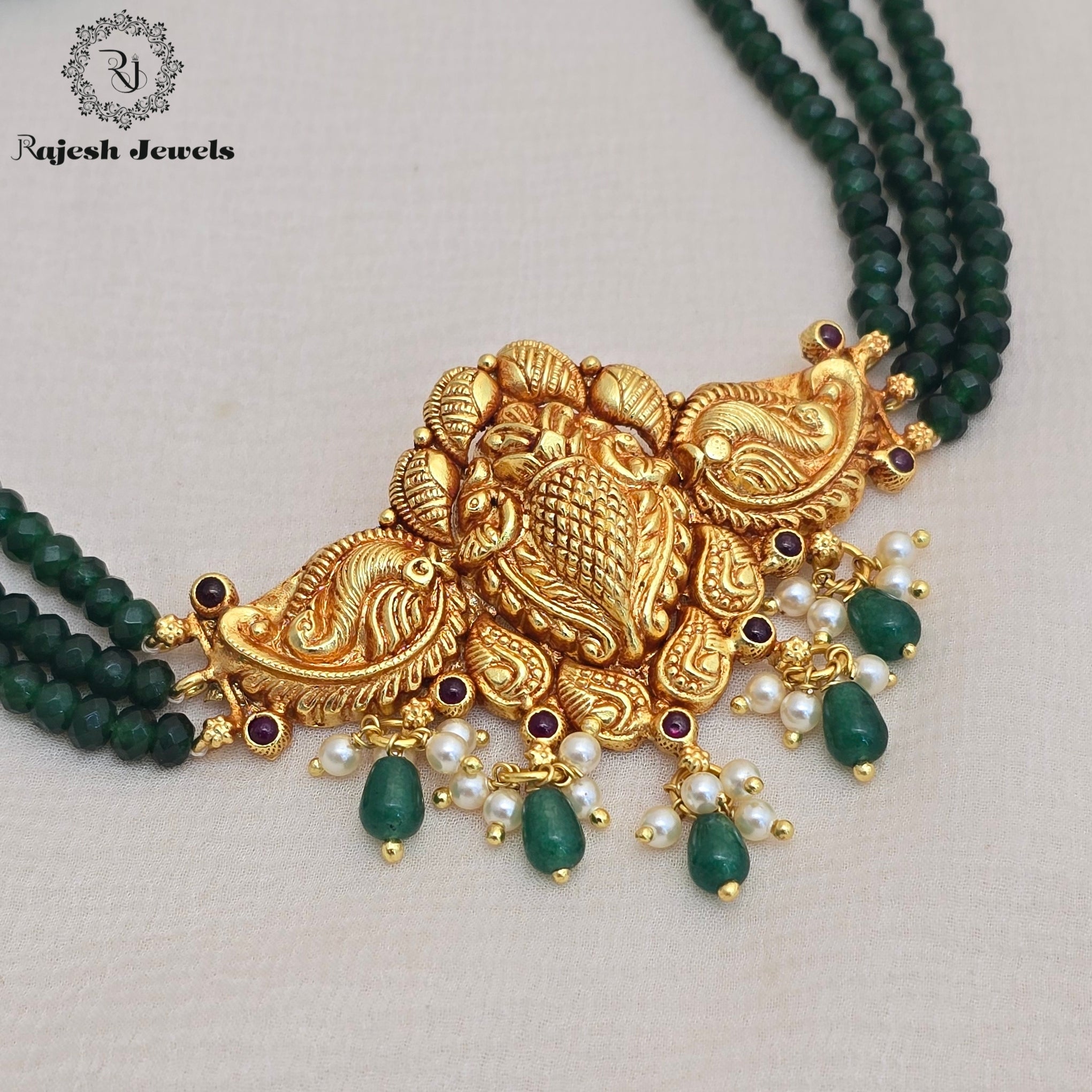 Traditional Green Beads Choker Neckpiece