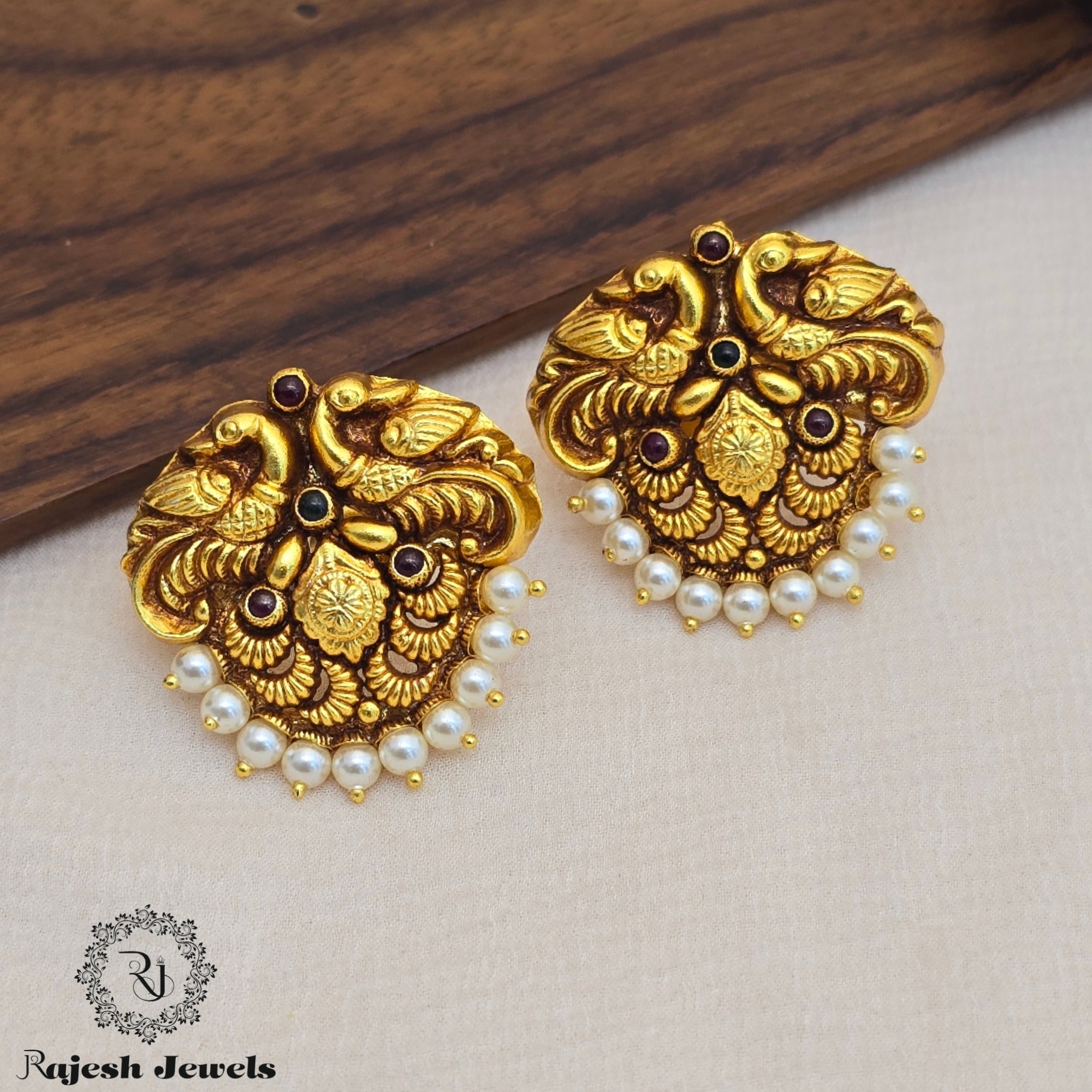 Beautiful Peacock Pearl Studs