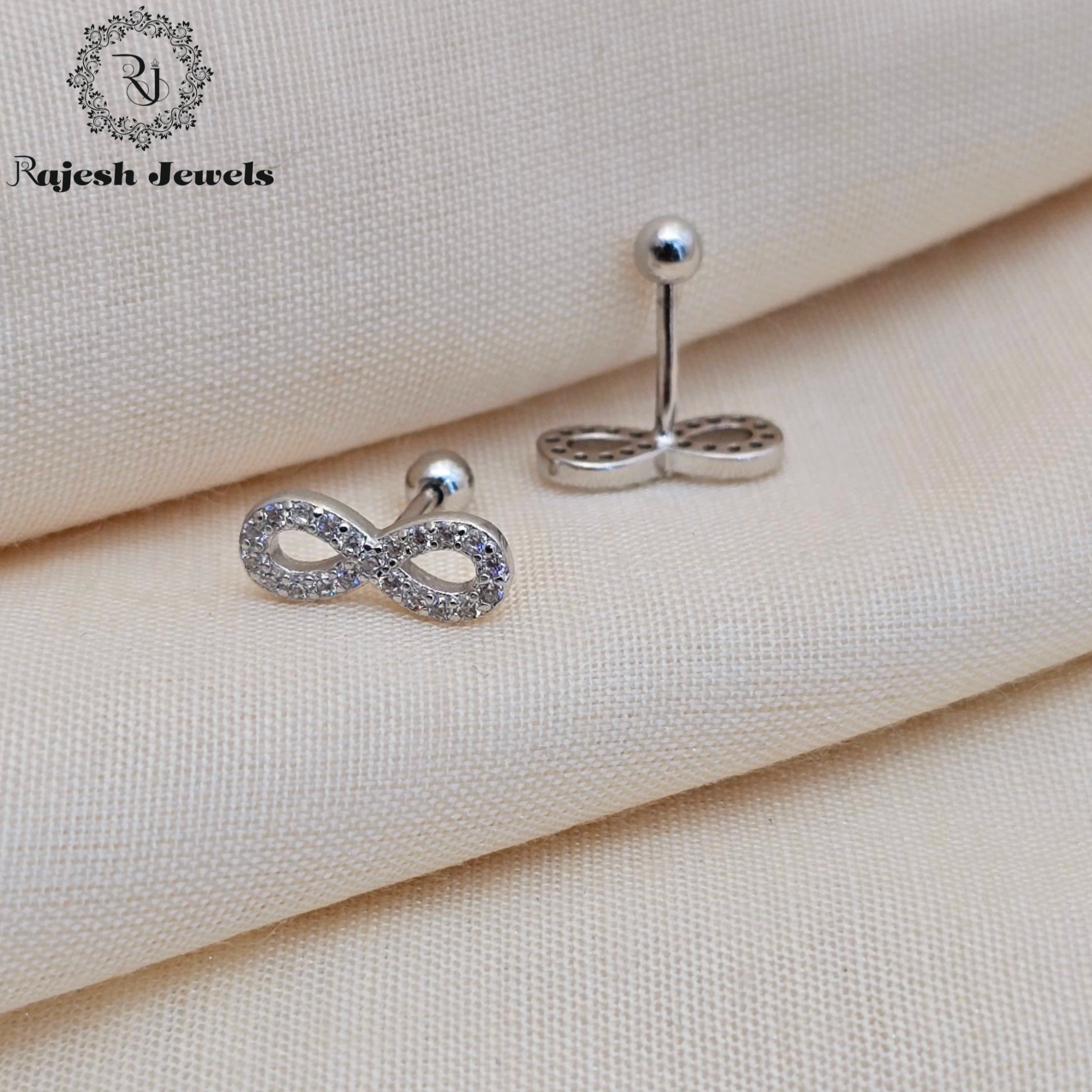 Infinity Cz Silver Stud Earrings