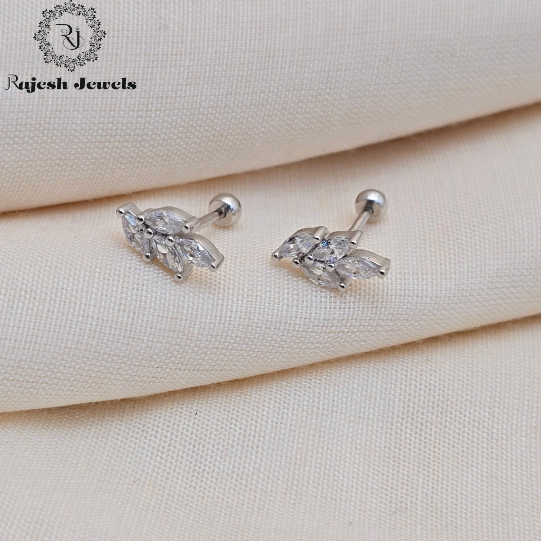 Beautiful Cz Leafy Stud Earrings