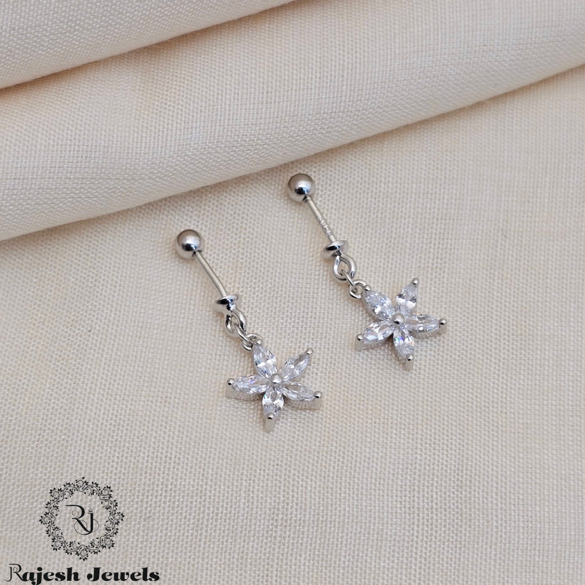 Artistic Floral Cz Silver Bugadi Earrings