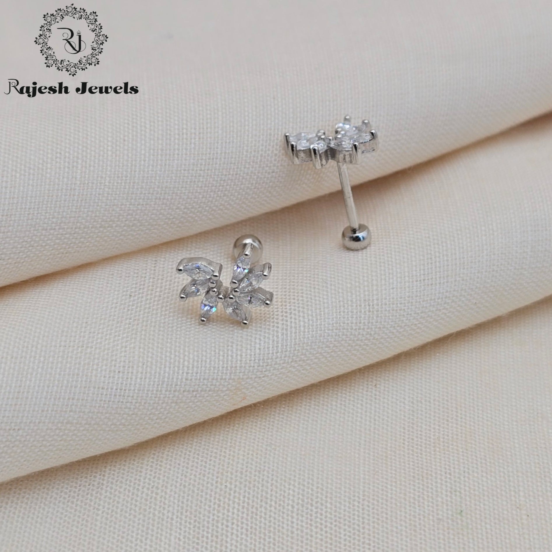 Dazzling Cz Silver Stud Earrings