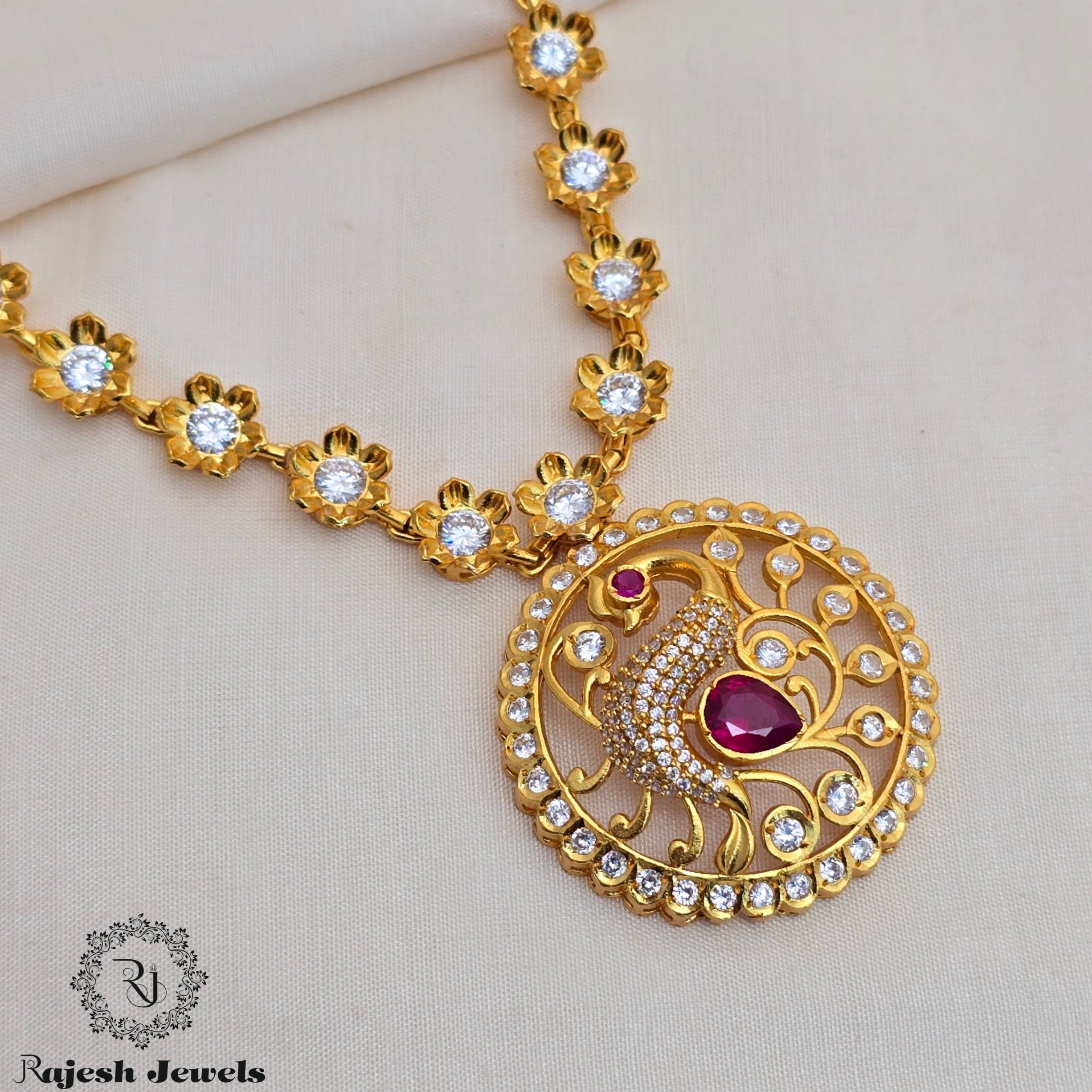 Stunning Cz Peacock Long Haram