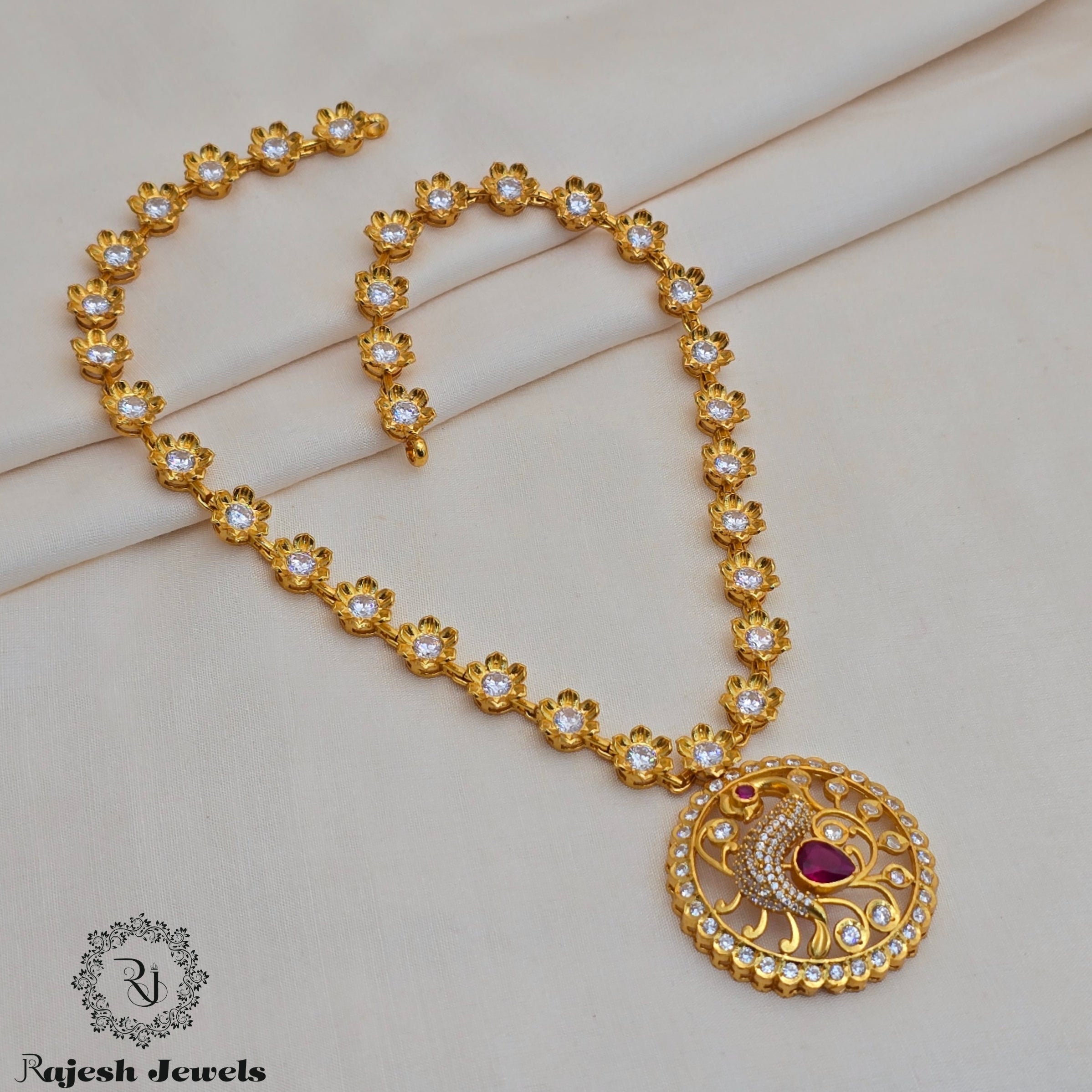 Stunning Cz Peacock Long Haram